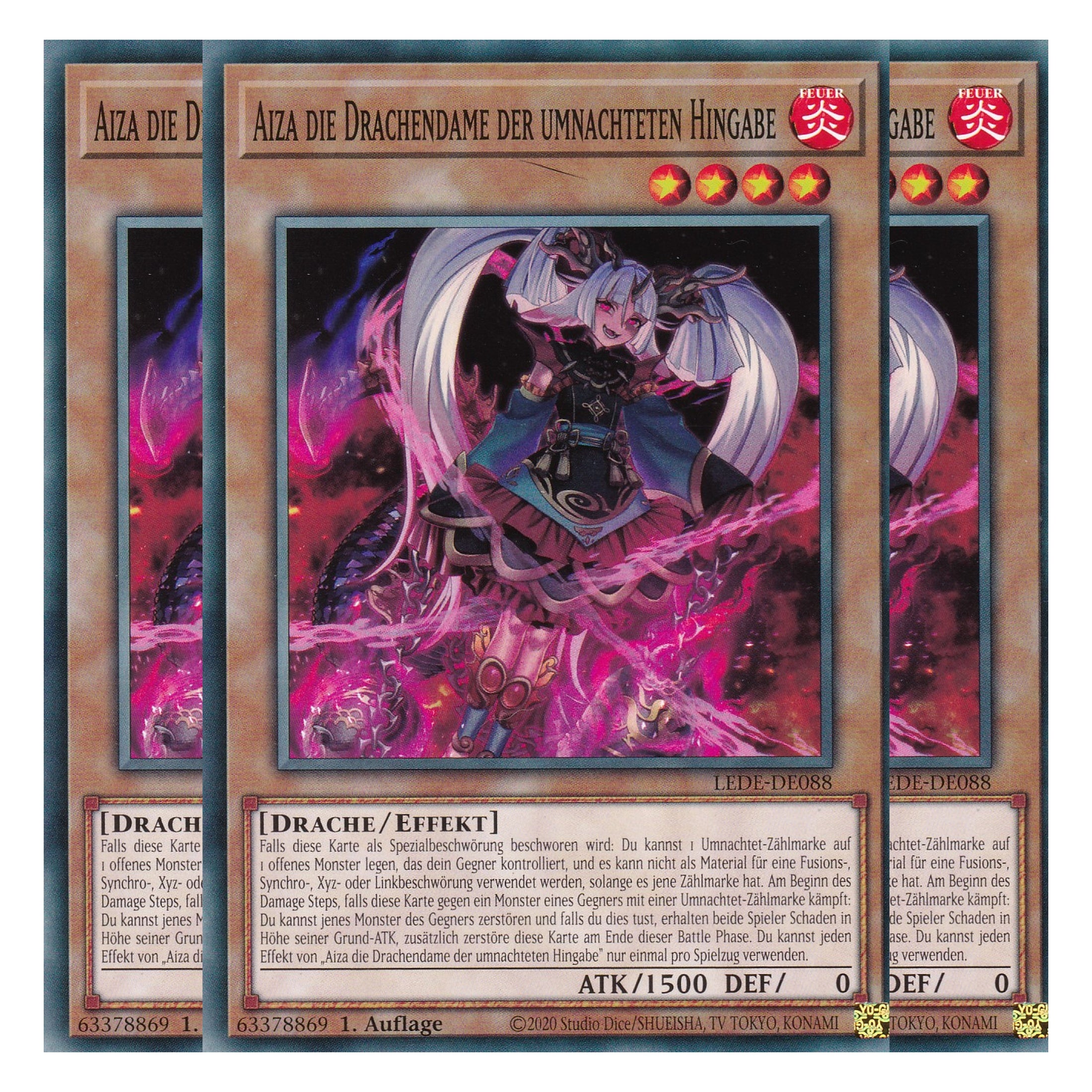 Aiza die Drachendame der Umnachtenen Hingabe - LEDE-DE088 - Common - Deutsch - 1. Auflage - Legacy of Destruction - Playset (3 Kopien) - Yu-Gi-Oh!