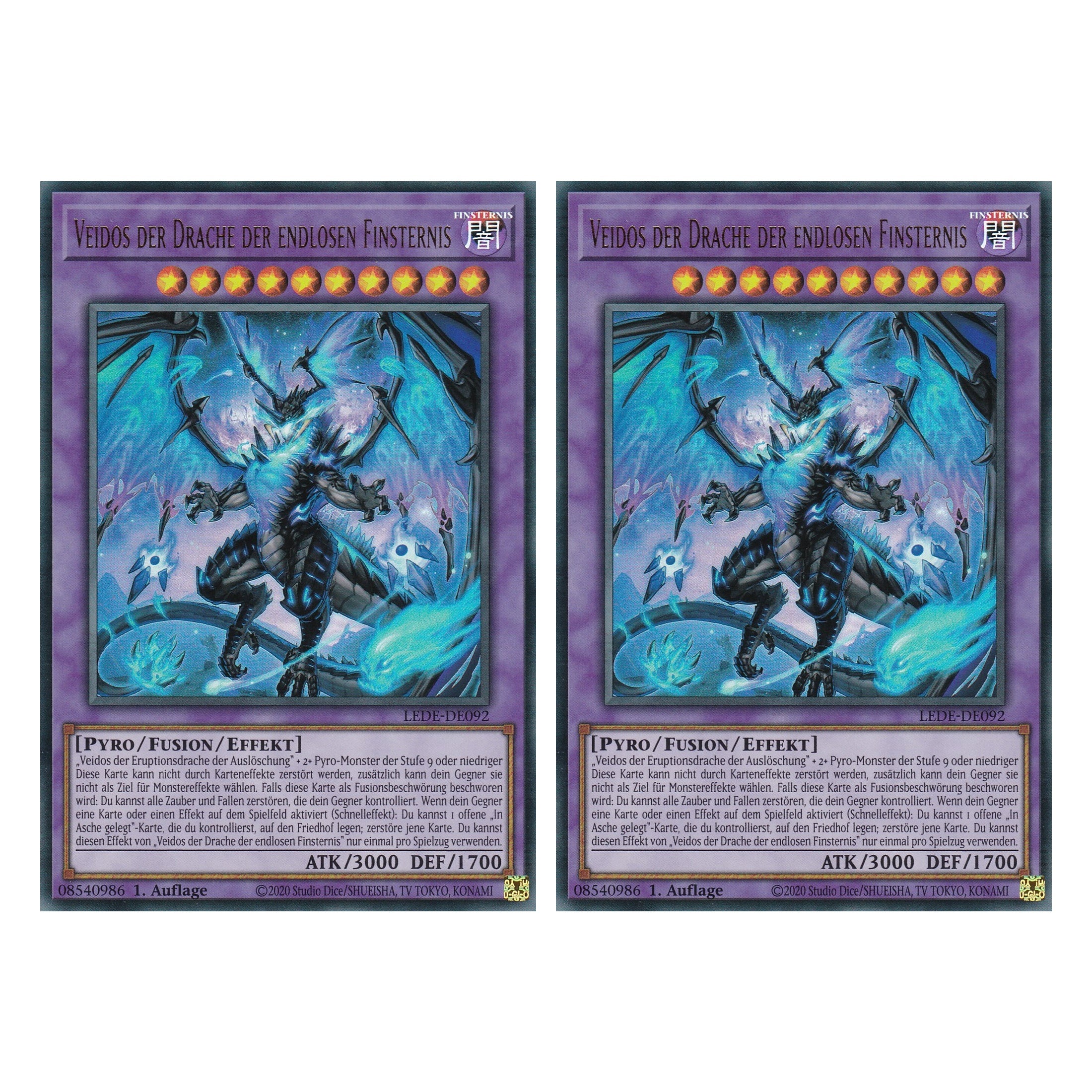 Veidos der Drache der Endlosen Finsternis - LEDE-DE092 - Ultra Rare - Deutsch - 1. Auflage - Legacy of Destruction - Duo Set (2 Stück) - Yu-Gi-Oh!