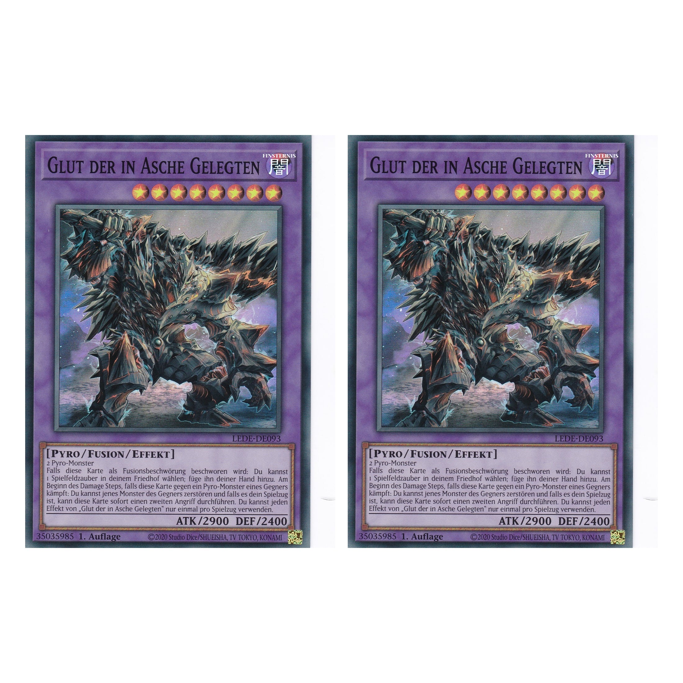 Glut der in Asche Gelegten - LEDE-DE093 - Super Rare - Deutsch - 1. Auflage - Legacy of Destruction - Duo Set (2 Stück) - Yu-Gi-Oh!