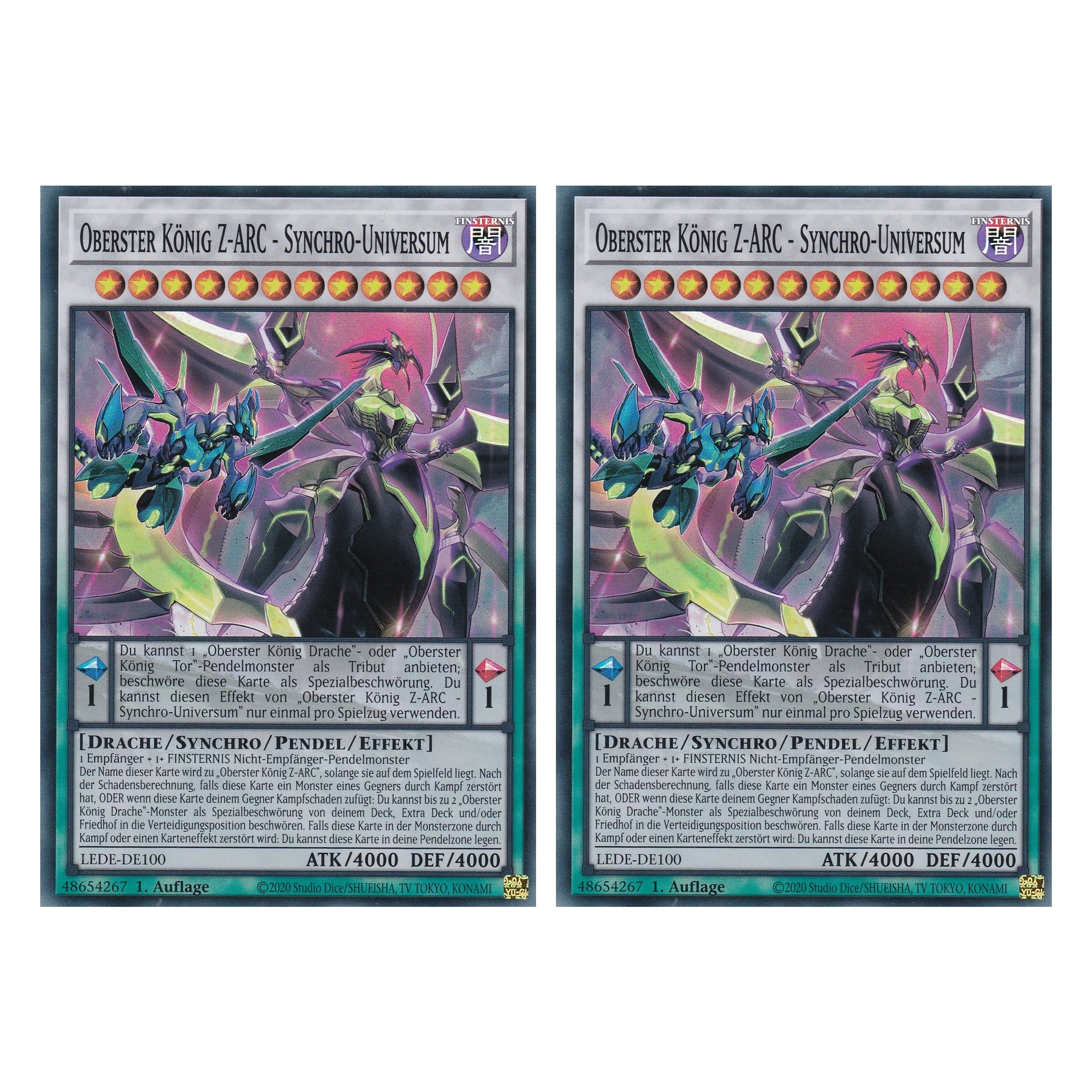 Oberster König Z-ARC - Synchro-Universum - LEDE-DE100 - Super Rare - Deutsch - 1. Auflage - Legacy of Destruction - Duo Set (2 Stück) - Yu-Gi-Oh!