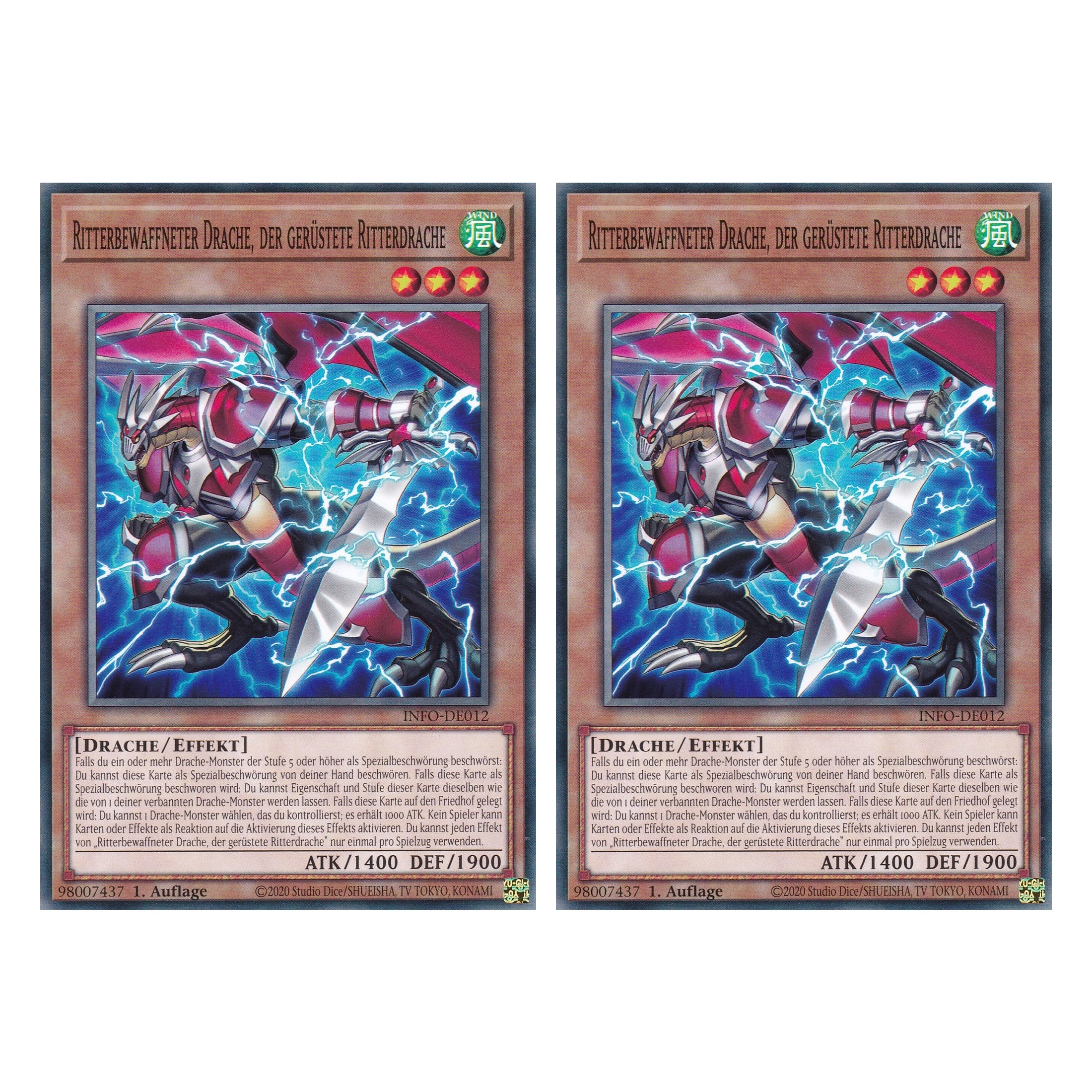 Ritterbewaffneter Drache, der Gerüstete Ritterdrache - INFO-DE012 - Common - Deutsch - 1. Auflage - The Infinite Forbidden - Duo Set (2 Stück) - Yu-Gi-Oh!
