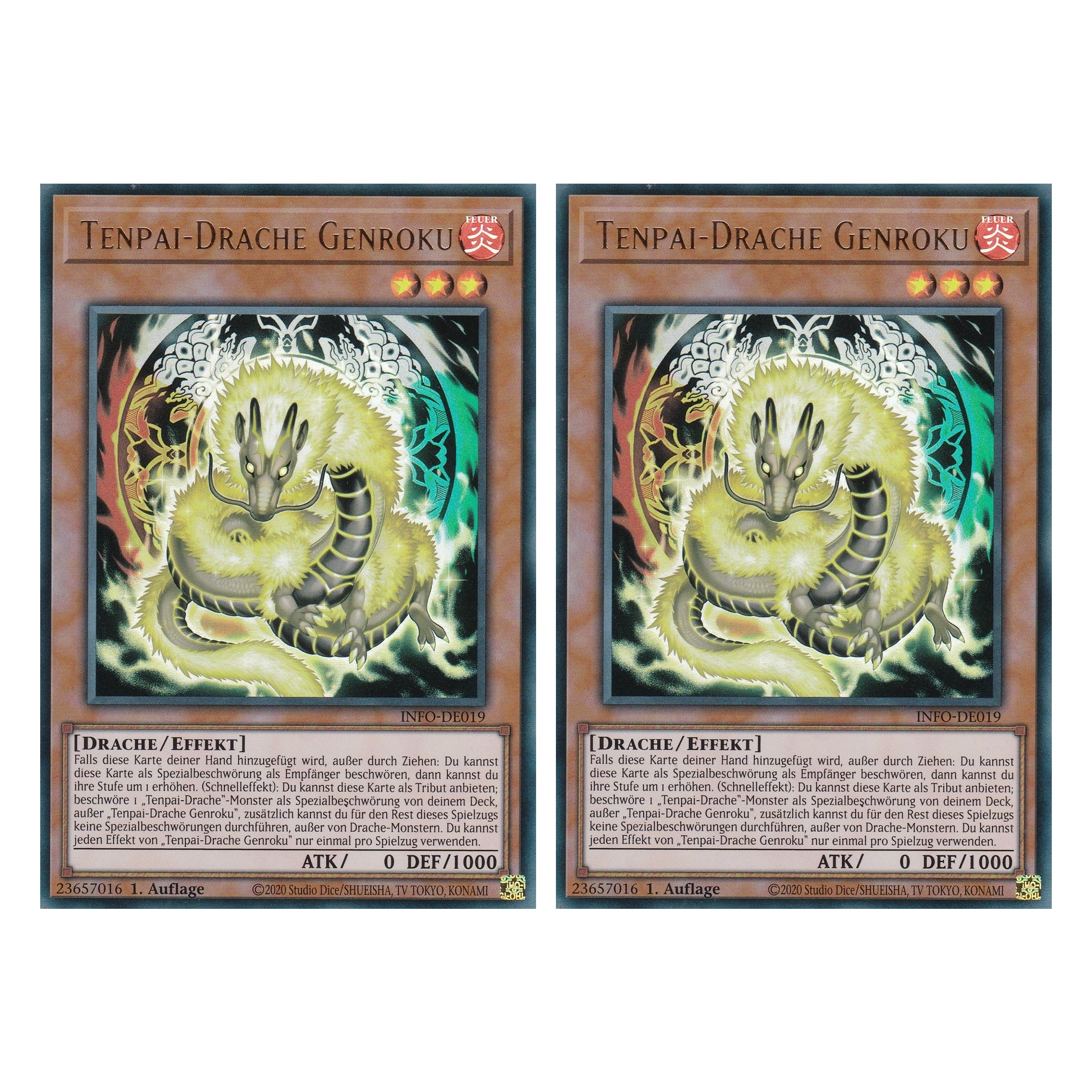 Tenpai-Drache Genroku - INFO-DE019 - Ultra Rare - Deutsch - 1. Auflage - The Infinite Forbidden - Duo Set (2 Stück) - Yu-Gi-Oh!