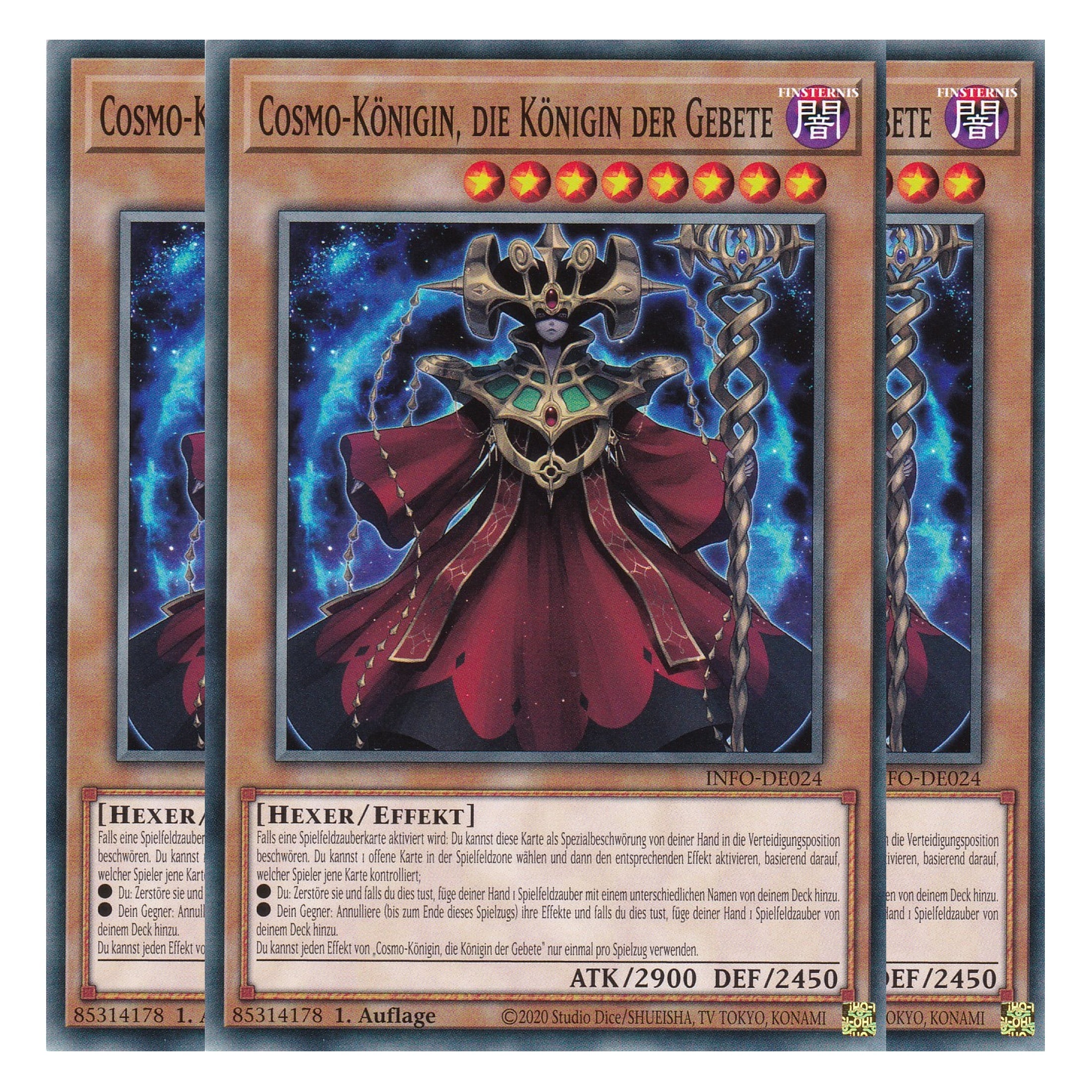 Cosmo-Königin, die Königin der Gebete - INFO-DE024 - Common - Deutsch - 1. Auflage - The Infinite Forbidden - Playset (3 Kopien) - Yu-Gi-Oh!