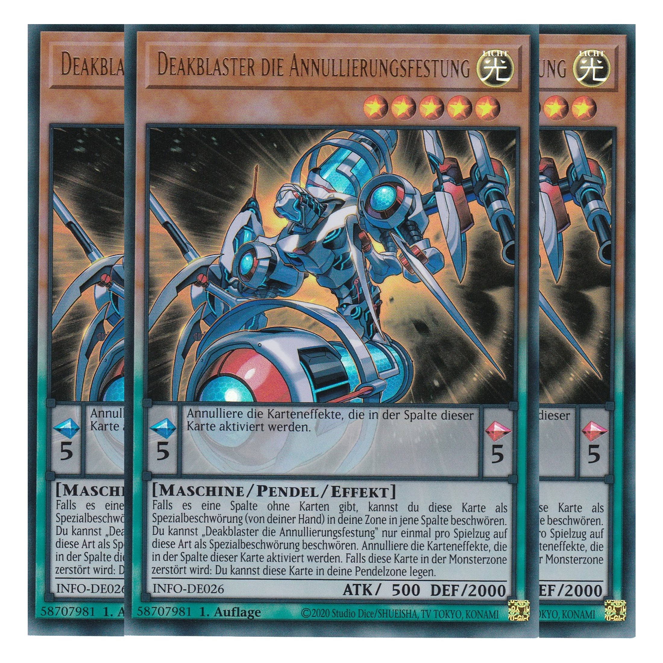 Deakblaster die Annullierungsfestung - INFO-DE026 - Ultra Rare - Deutsch - 1. Auflage - The Infinite Forbidden - Playset (3 Kopien) - Yu-Gi-Oh!