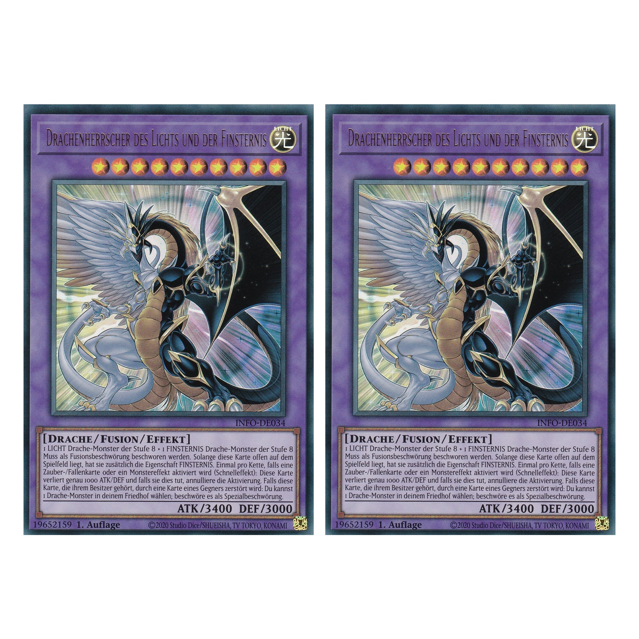 Drachenherrscher des Lichts und der Finsternis - INFO-DE034 - Ultra Rare - Deutsch - 1. Auflage - The Infinite Forbidden - Duo Set (2 Stück) - Yu-Gi-Oh!