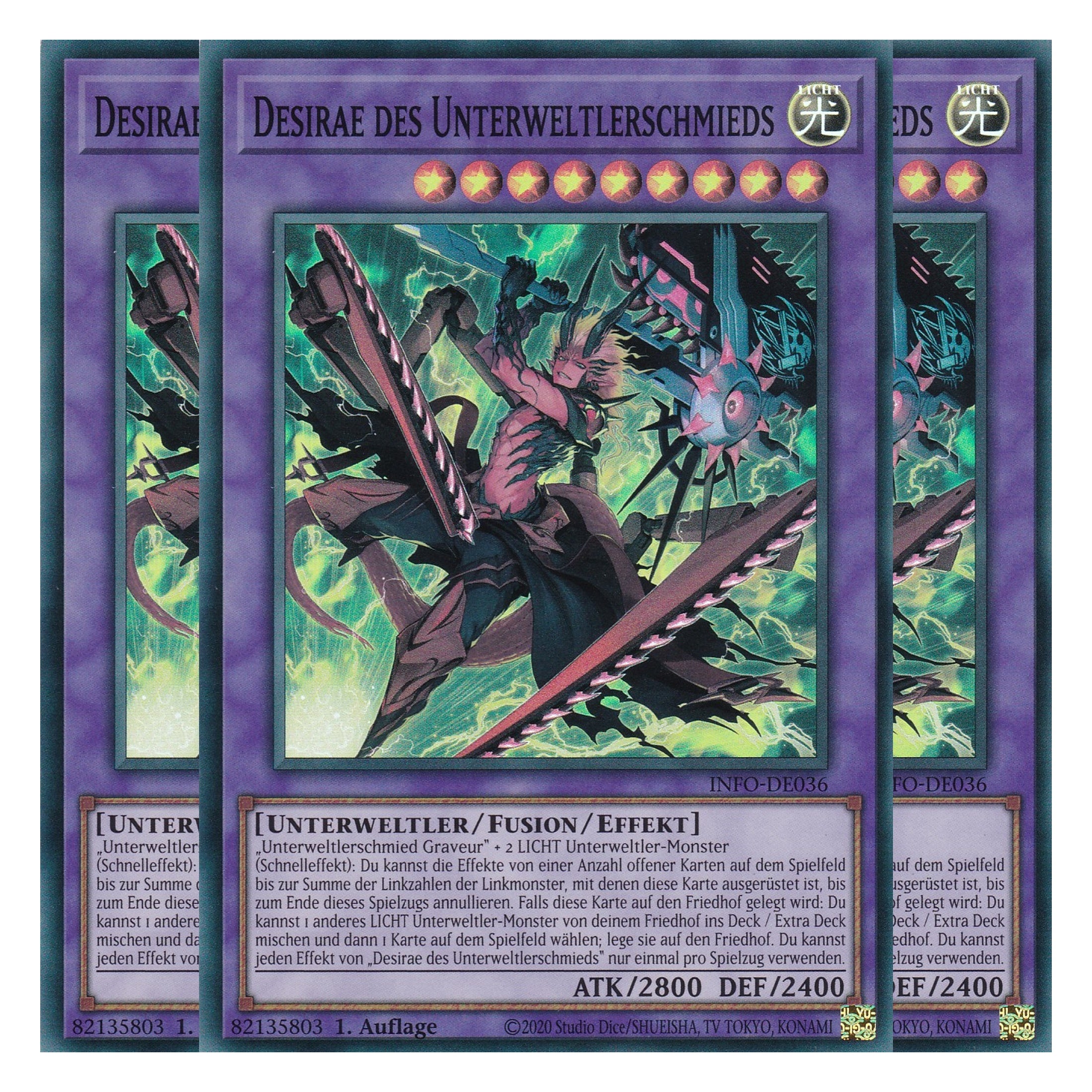 Desirae des Unterweltlerschmieds - INFO-DE036 - Super Rare - Deutsch - 1. Auflage - The Infinite Forbidden - Playset (3 Kopien) - Yu-Gi-Oh!