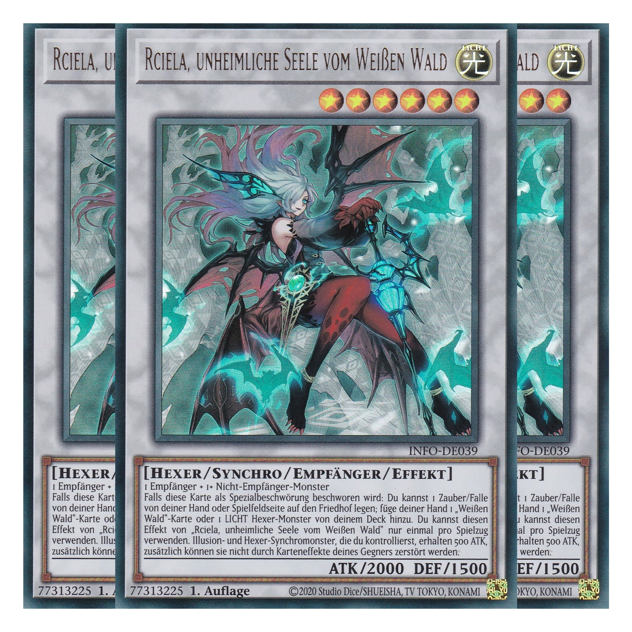 Rciela, Unheimliche Seele vom Weißen Wald - INFO-DE039 - Ultra Rare - Deutsch - 1. Auflage - The Infinite Forbidden - Playset (3 Kopien) - Yu-Gi-Oh!