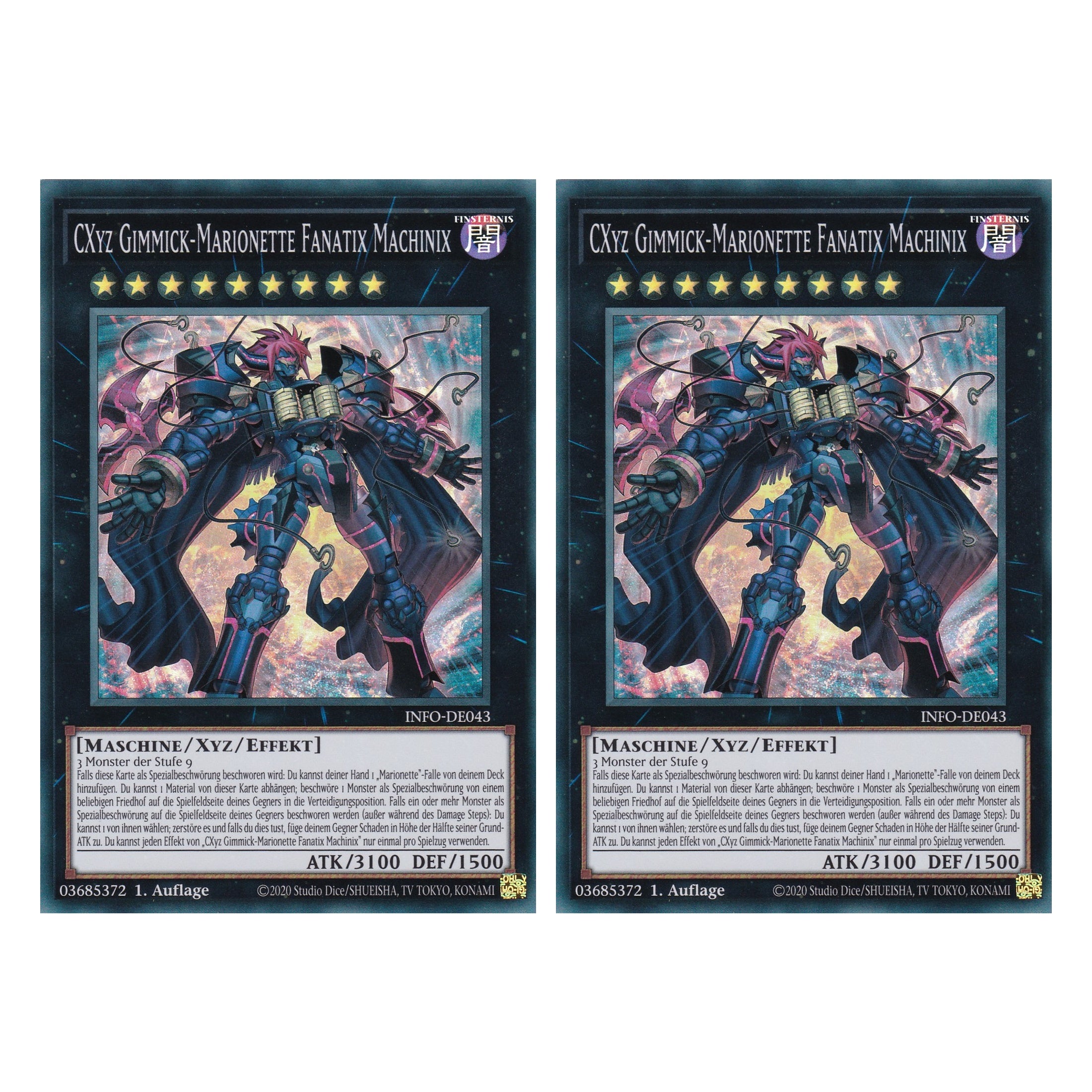 CXYZ Gimmick-Marionette Fanatix Machinix - INFO-DE043 - Super Rare - Deutsch - 1. Auflage - The Infinite Forbidden - Duo Set (2 Stück) - Yu-Gi-Oh!
