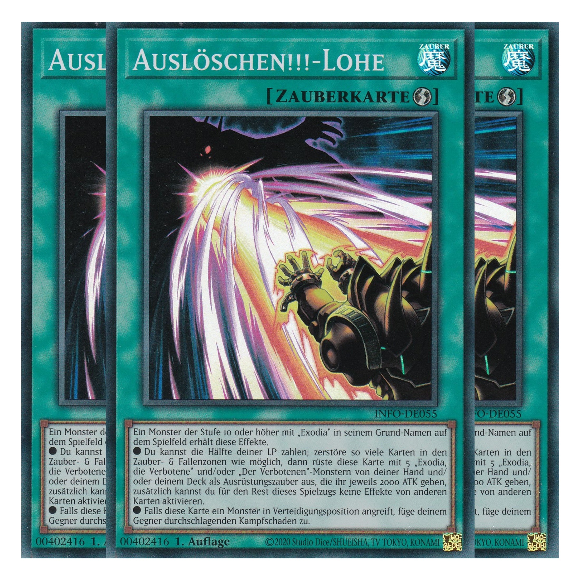 Auslöschen!!!-Lohe - INFO-DE055 - Super Rare - Deutsch - 1. Auflage - The Infinite Forbidden - Playset (3 Kopien) - Yu-Gi-Oh!