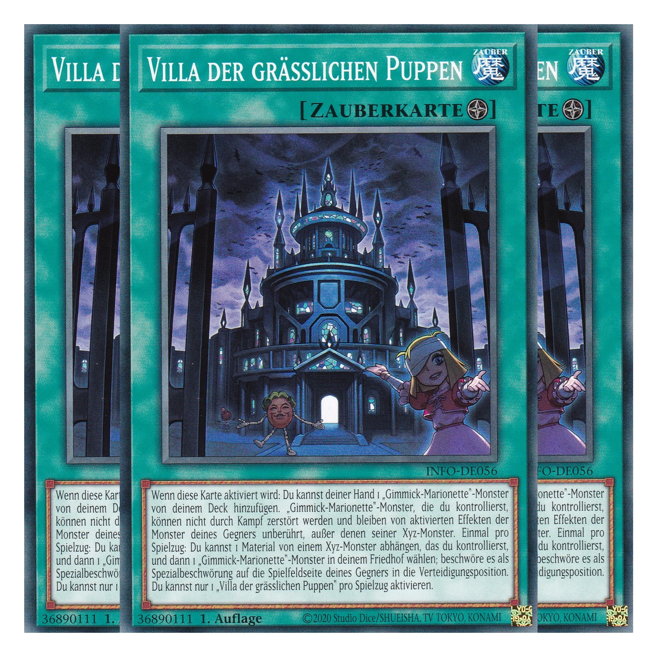 Villa der Grässlichen Puppen - INFO-DE056 - Common - Deutsch - 1. Auflage - The Infinite Forbidden - Playset (3 Kopien) - Yu-Gi-Oh!