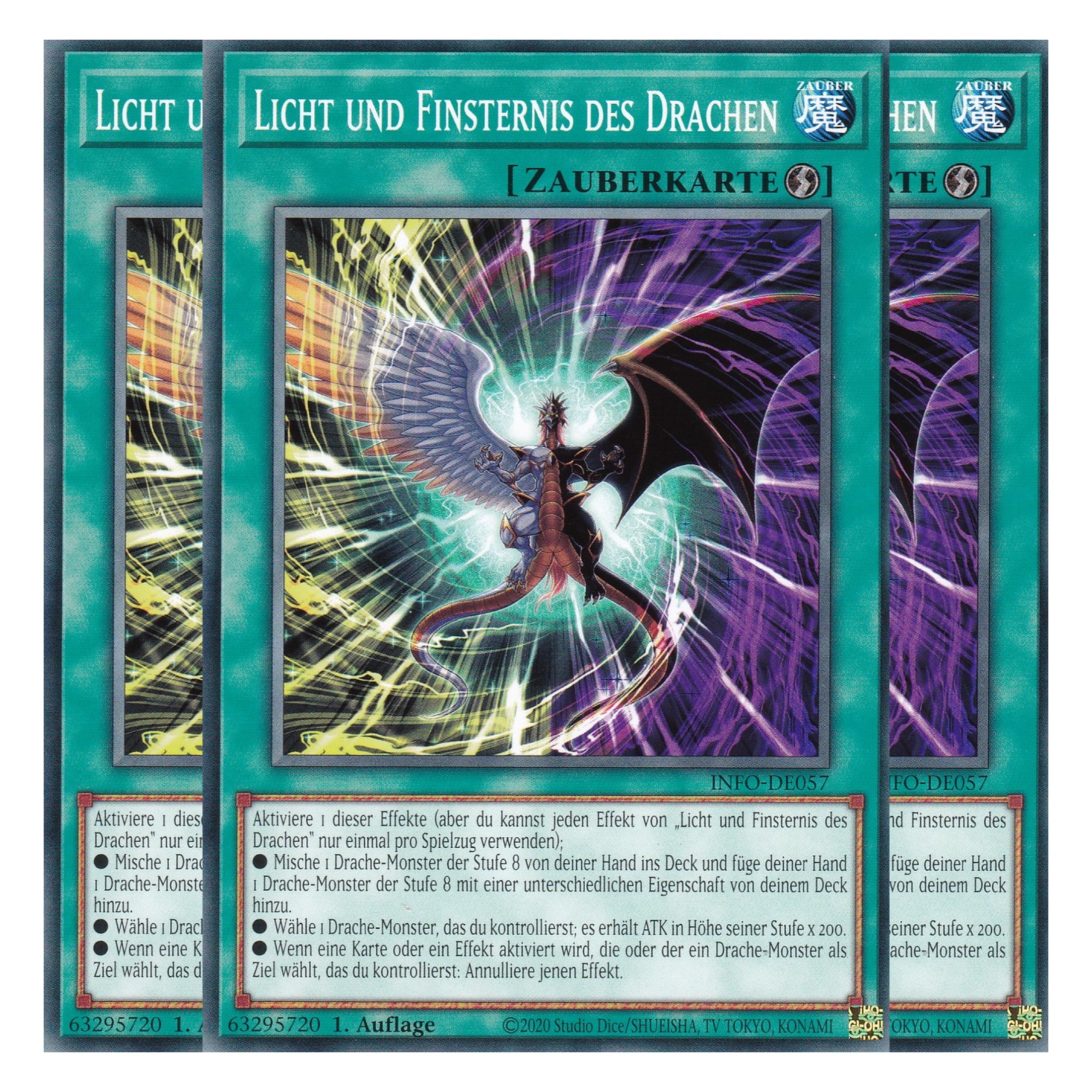 Licht und Finsternis des Drachen - INFO-DE057 - Common - Deutsch - 1. Auflage - The Infinite Forbidden - Playset (3 Kopien) - Yu-Gi-Oh!