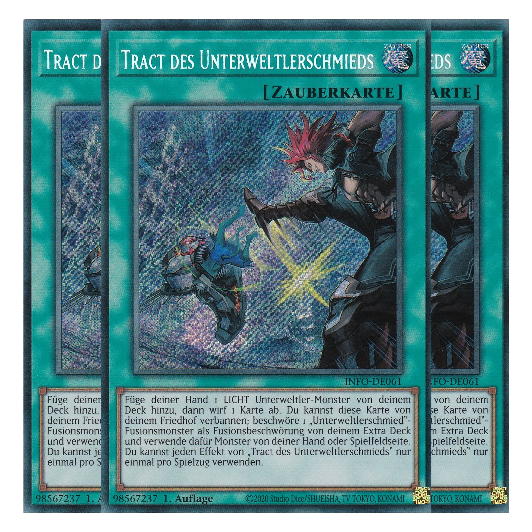 Tract des Unterweltlerschmieds - INFO-DE061 - Secret Rare - Deutsch - 1. Auflage - The Infinite Forbidden - Playset (3 Kopien) - Yu-Gi-Oh!