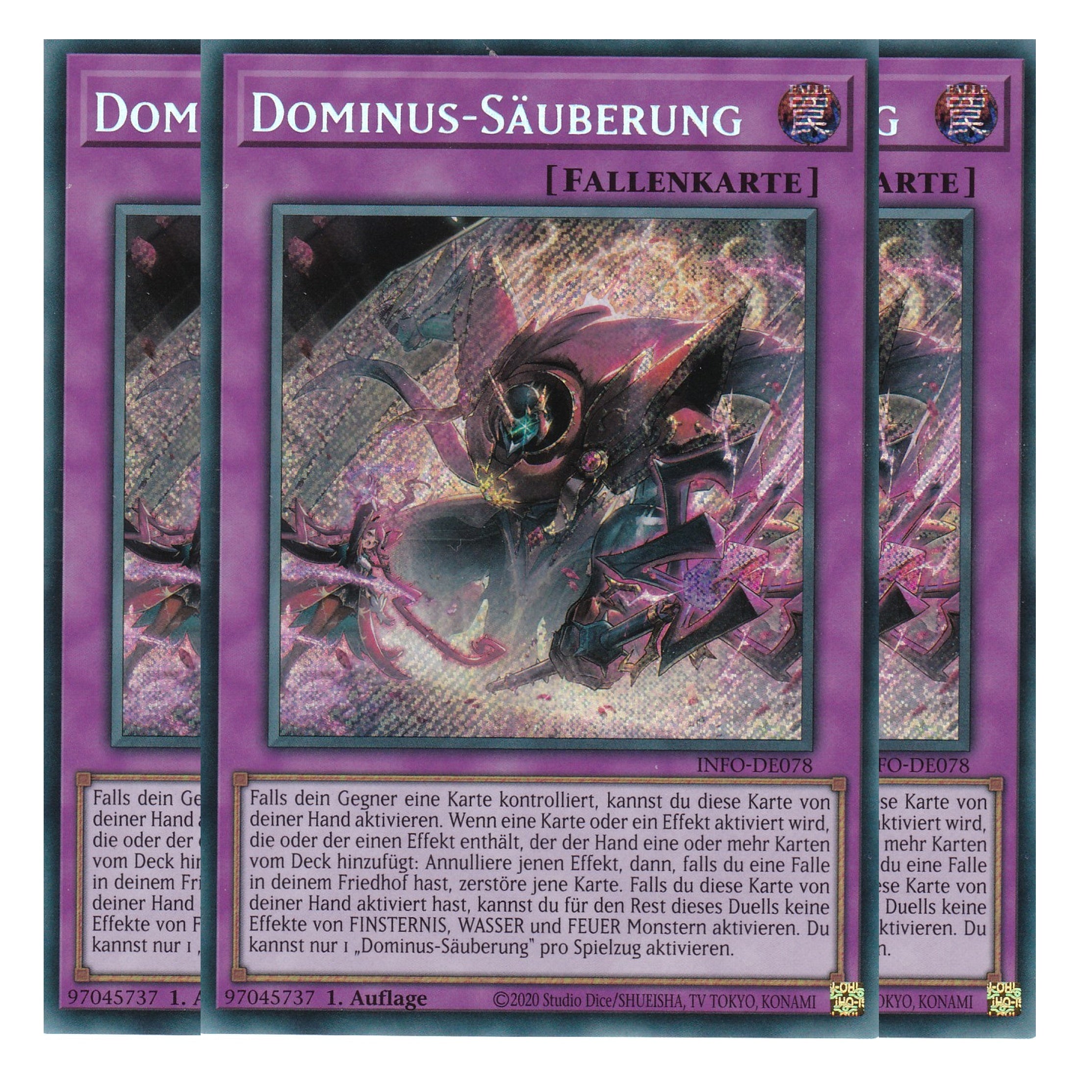 Dominus-Säuberung - INFO-DE076 - Secret Rare - Deutsch - 1. Auflage - The Infinite Forbidden - Playset (3 Kopien) - Yu-Gi-Oh!