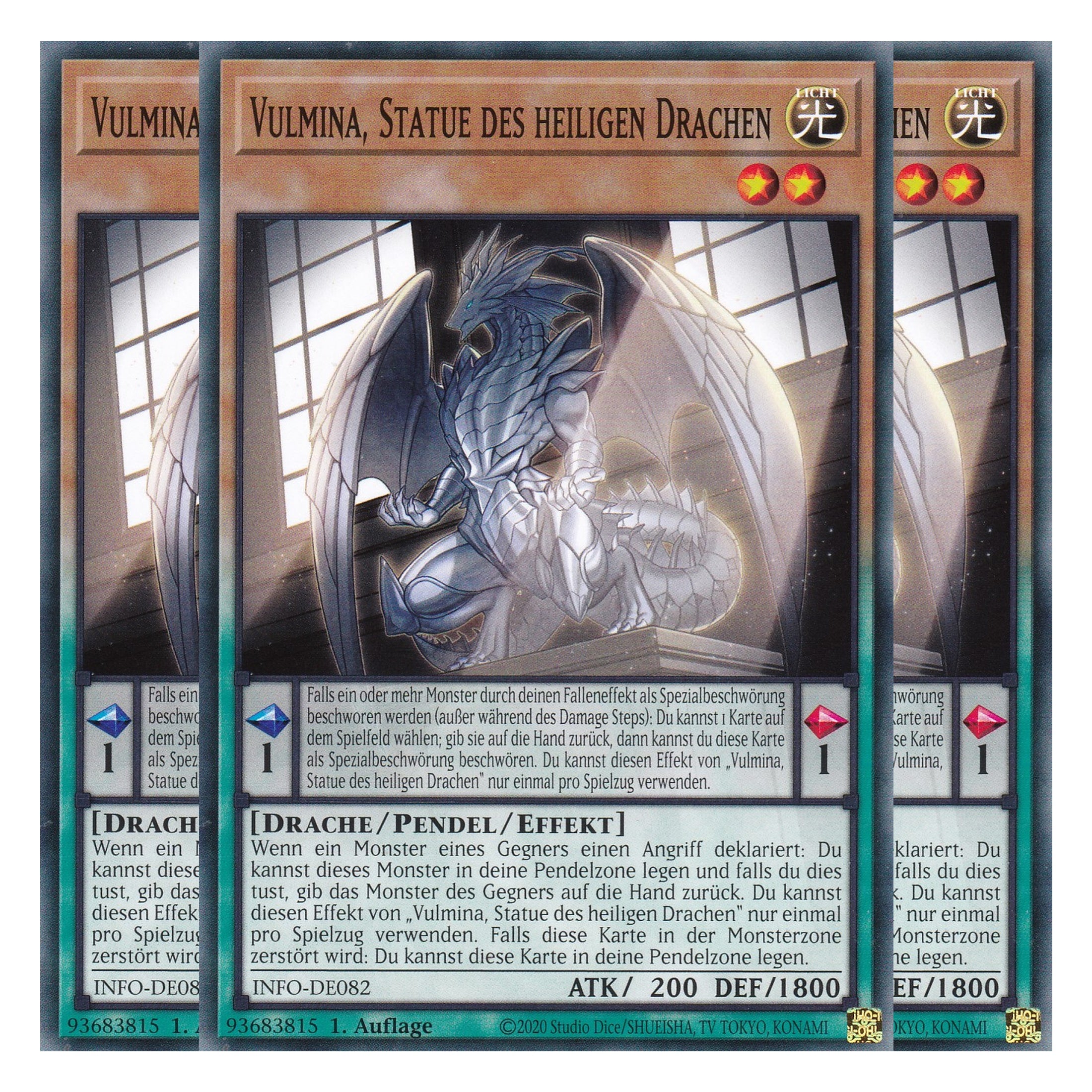 Vulmina, Statue des Heiligen Drachen - INFO-DE082 - Common - Deutsch - 1. Auflage - The Infinite Forbidden - Playset (3 Kopien) - Yu-Gi-Oh!