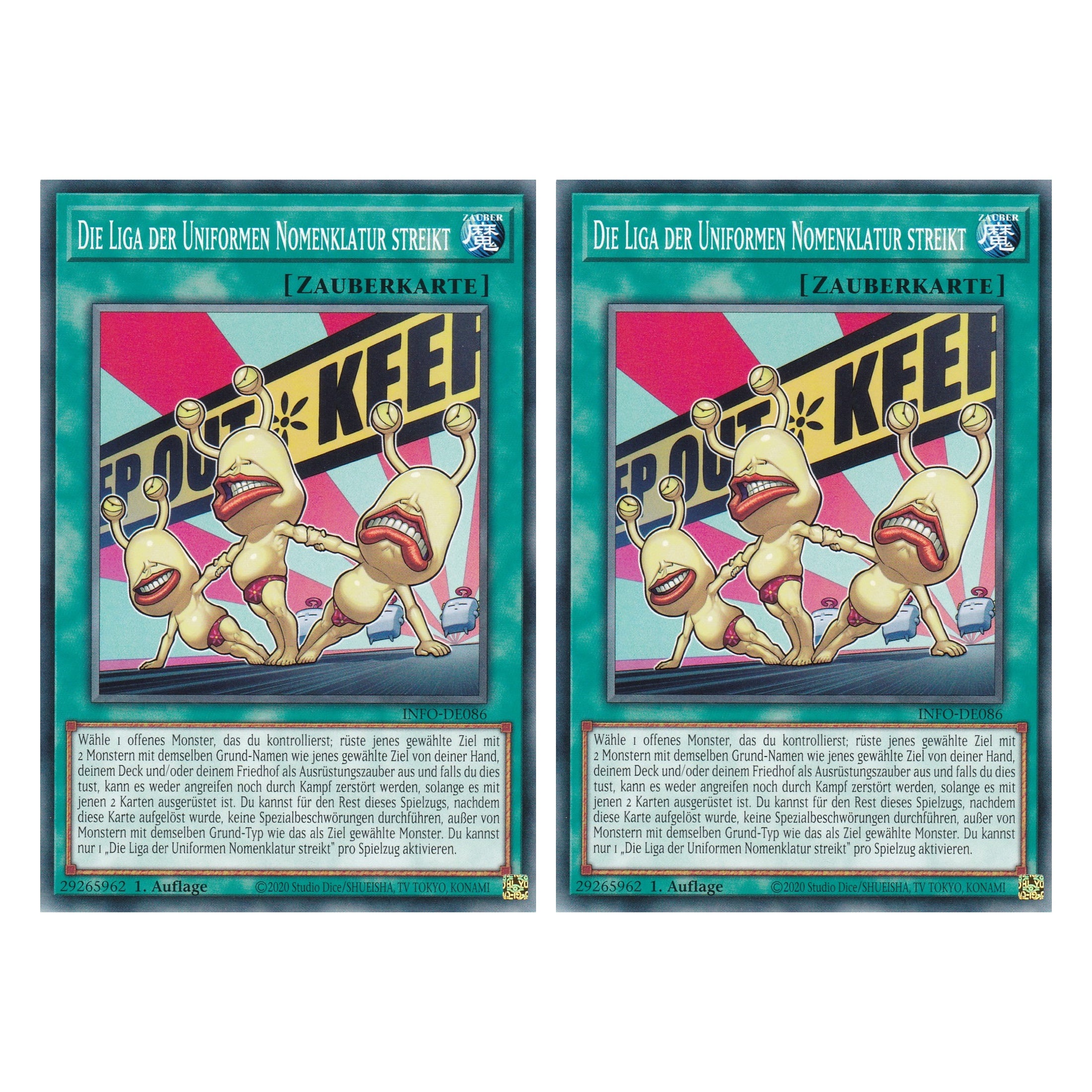 Die Liga der Uniformen Nomenklatur Streik - INFO-DE086 - Common - Deutsch - 1. Auflage - The Infinite Forbidden - Duo Set (2 Stück) - Yu-Gi-Oh!