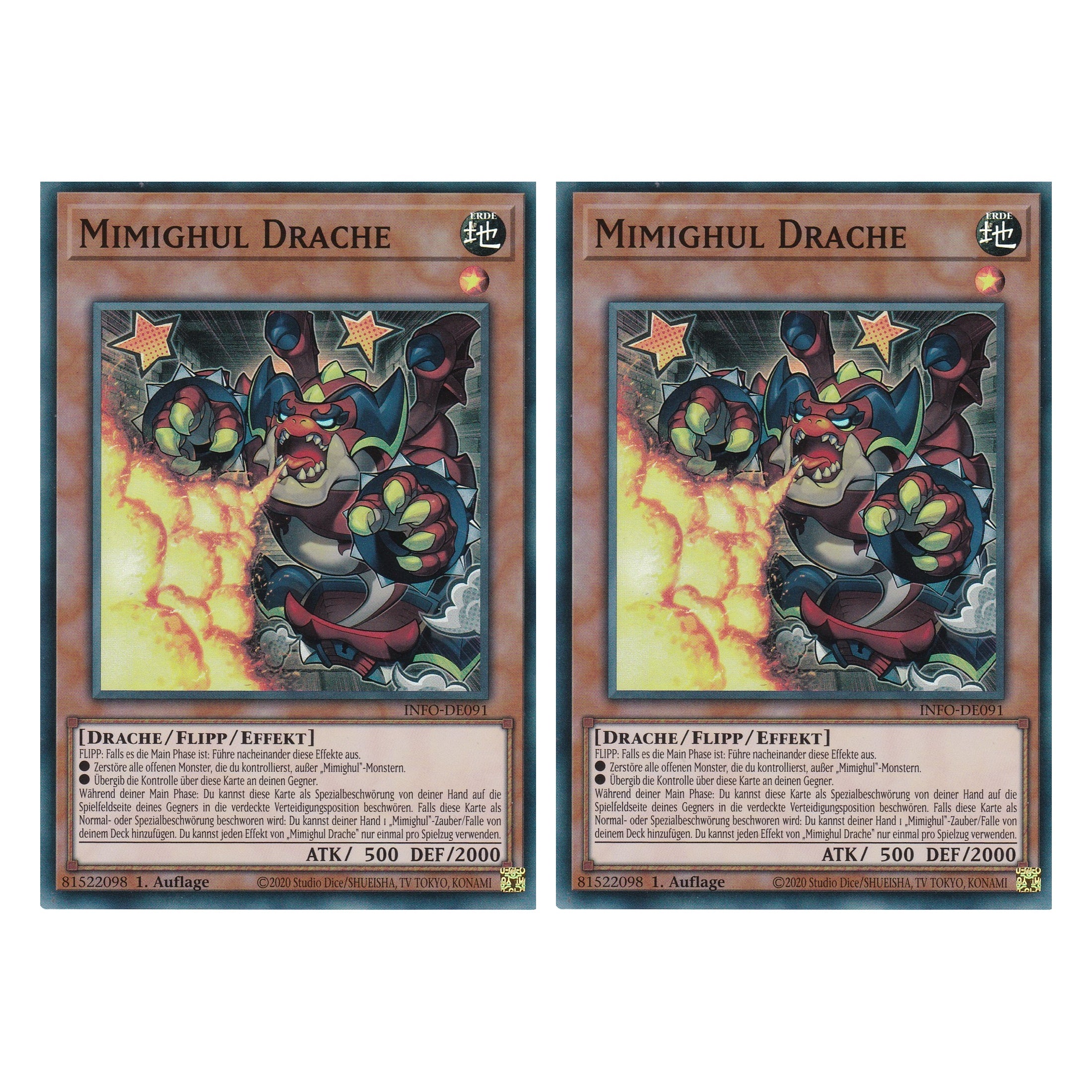 Mimiguhl Drache - INFO-DE091 - Super Rare - Deutsch - 1. Auflage - The Infinite Forbidden - Duo Set (2 Stück) - Yu-Gi-Oh!