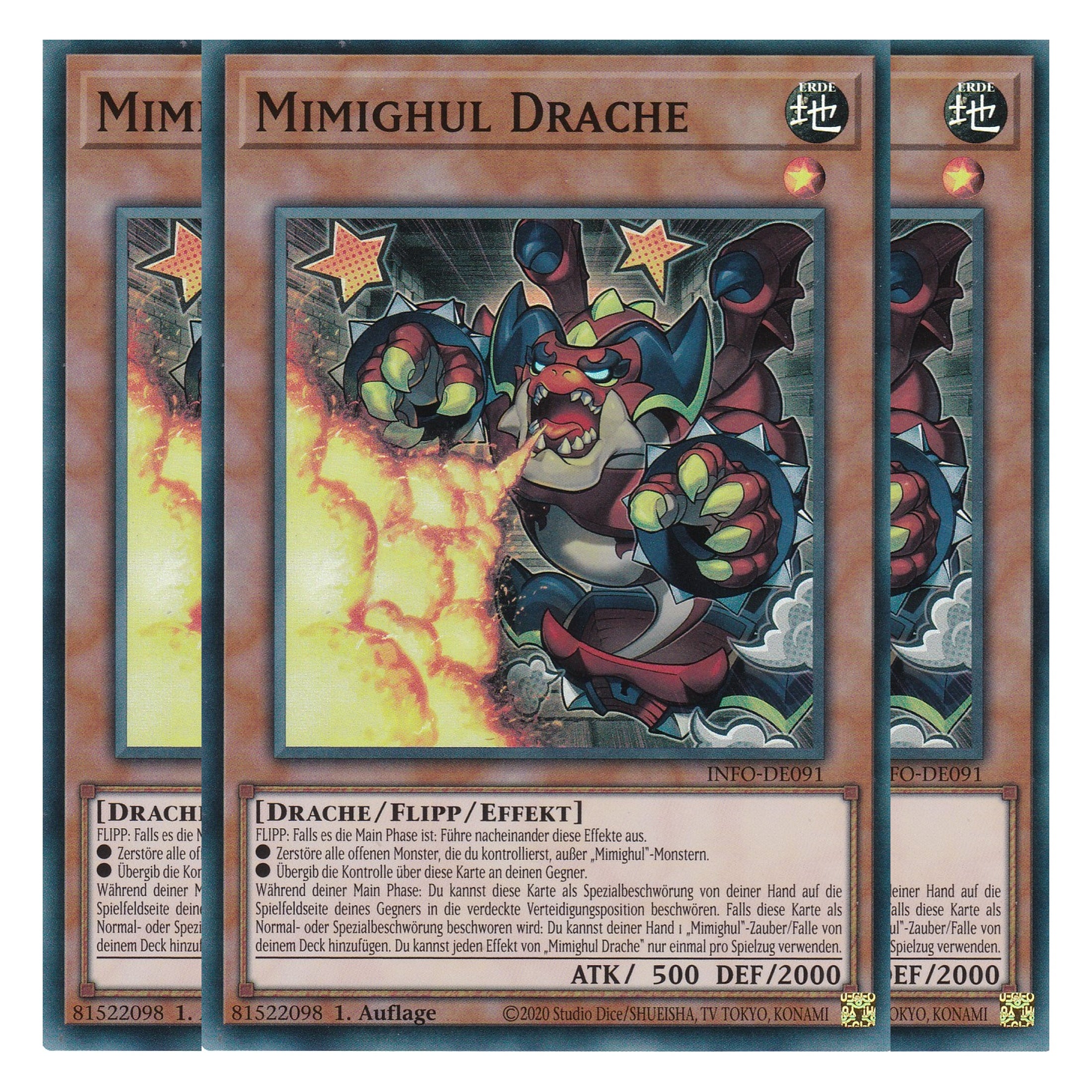 Mimiguhl Drache - INFO-DE091 - Super Rare - Deutsch - 1. Auflage - The Infinite Forbidden - Playset (3 Kopien) - Yu-Gi-Oh!