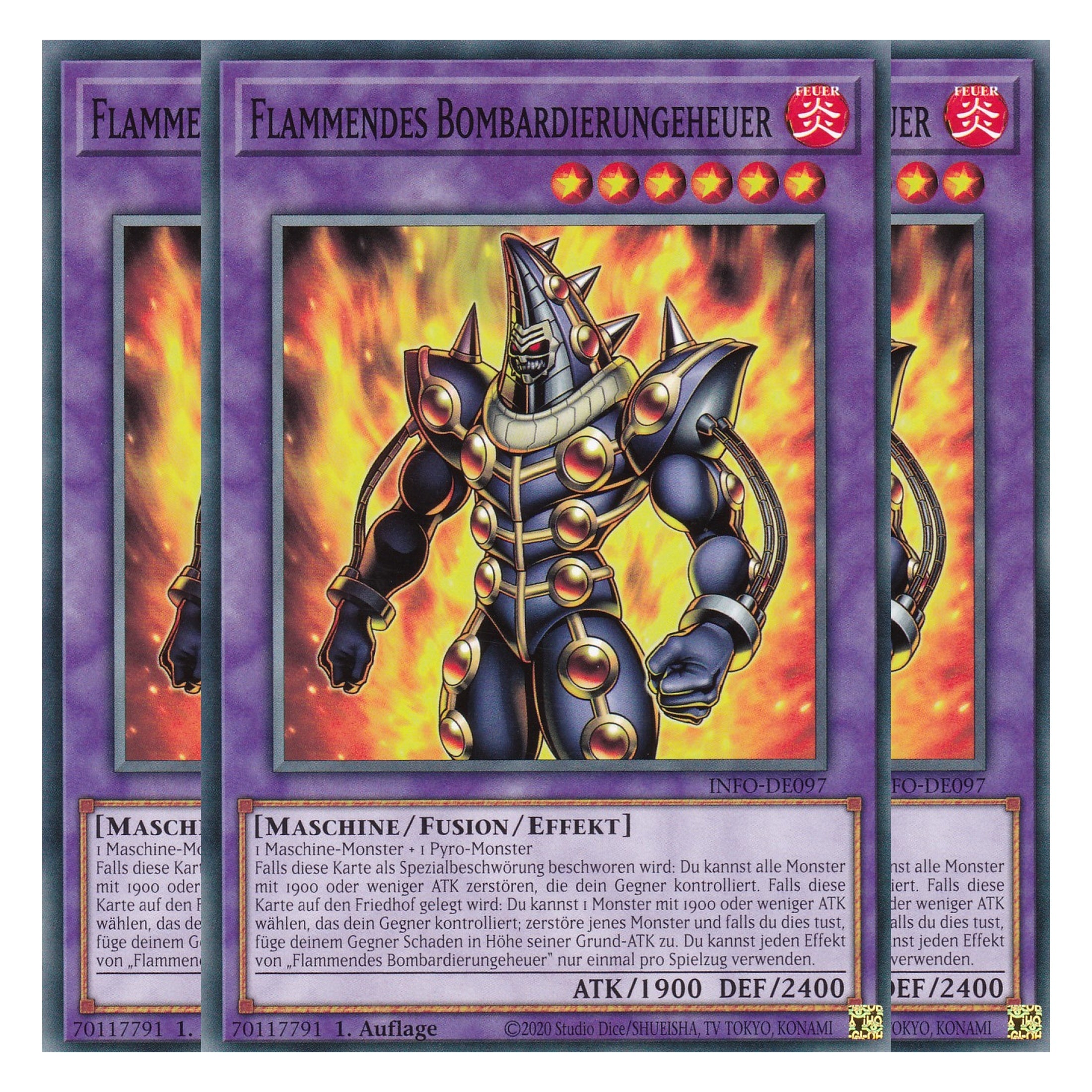 Flammendes Bombardierungeheuer - INFO-DE097 - Common - Deutsch - 1. Auflage - The Infinite Forbidden - Playset (3 Kopien) - Yu-Gi-Oh!
