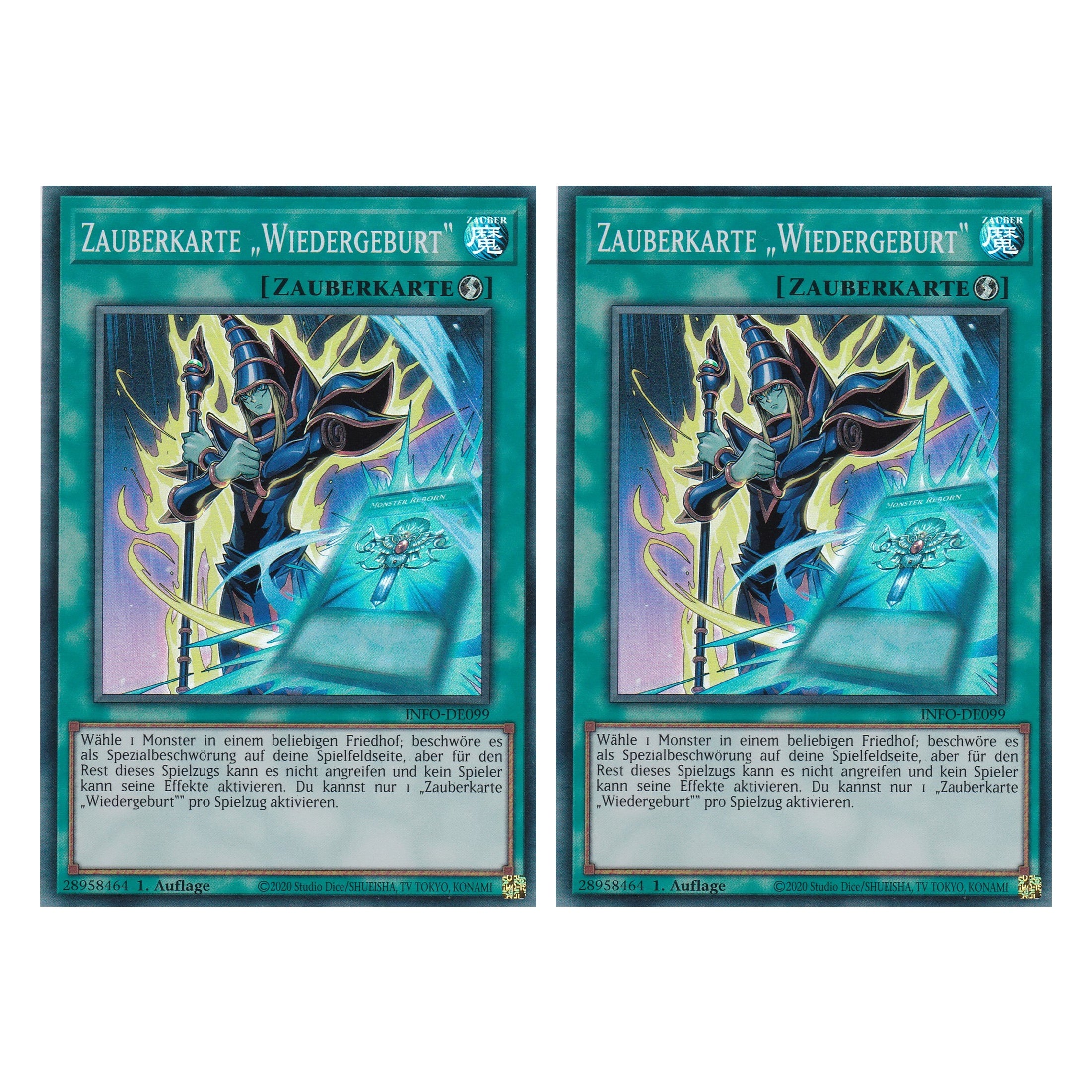 Zauberkarte Wiedergeburt - INFO-DE099 - Super Rare - Deutsch - 1. Auflage - The Infinite Forbidden - Duo Set (2 Stück) - Yu-Gi-Oh!