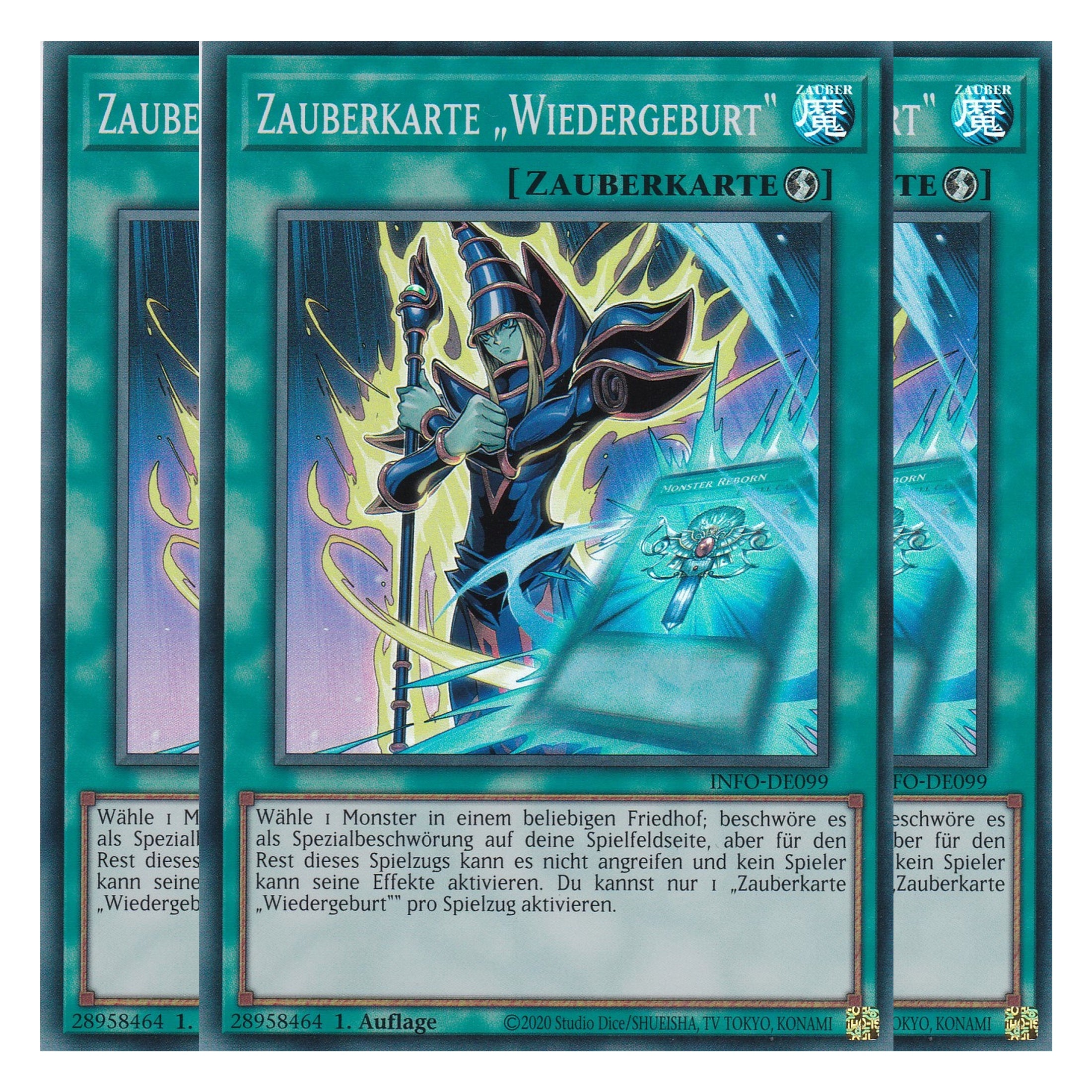 Zauberkarte Wiedergeburt - INFO-DE099 - Super Rare - Deutsch - 1. Auflage - The Infinite Forbidden - Playset (3 Kopien) - Yu-Gi-Oh!