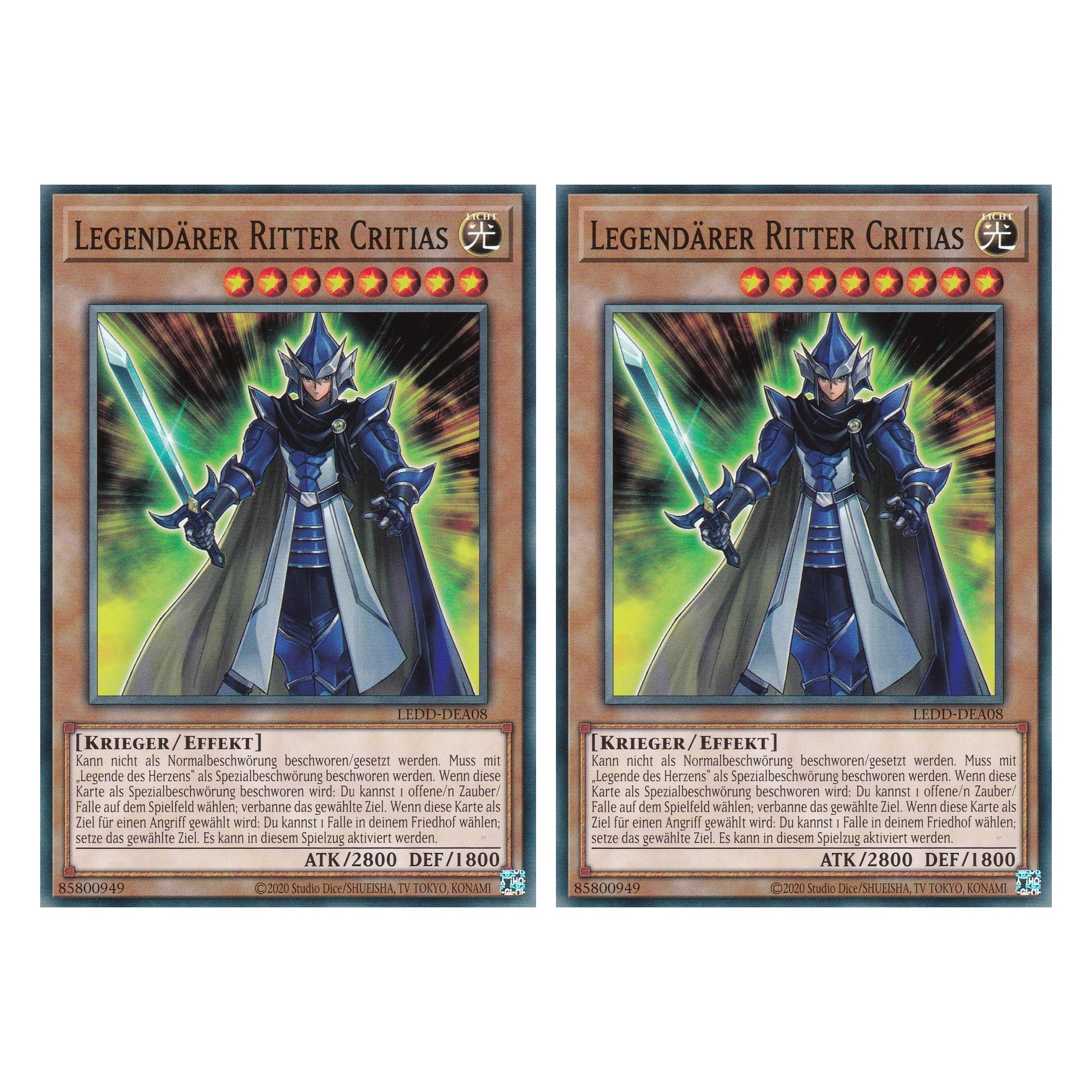 Legendärer Ritter Critias - LEDD-DEA08 - Common - Deutsch - 1. Auflage - Legendary Dragon Decks - Yu-Gi-Oh! - Duo Set (2 Stück)