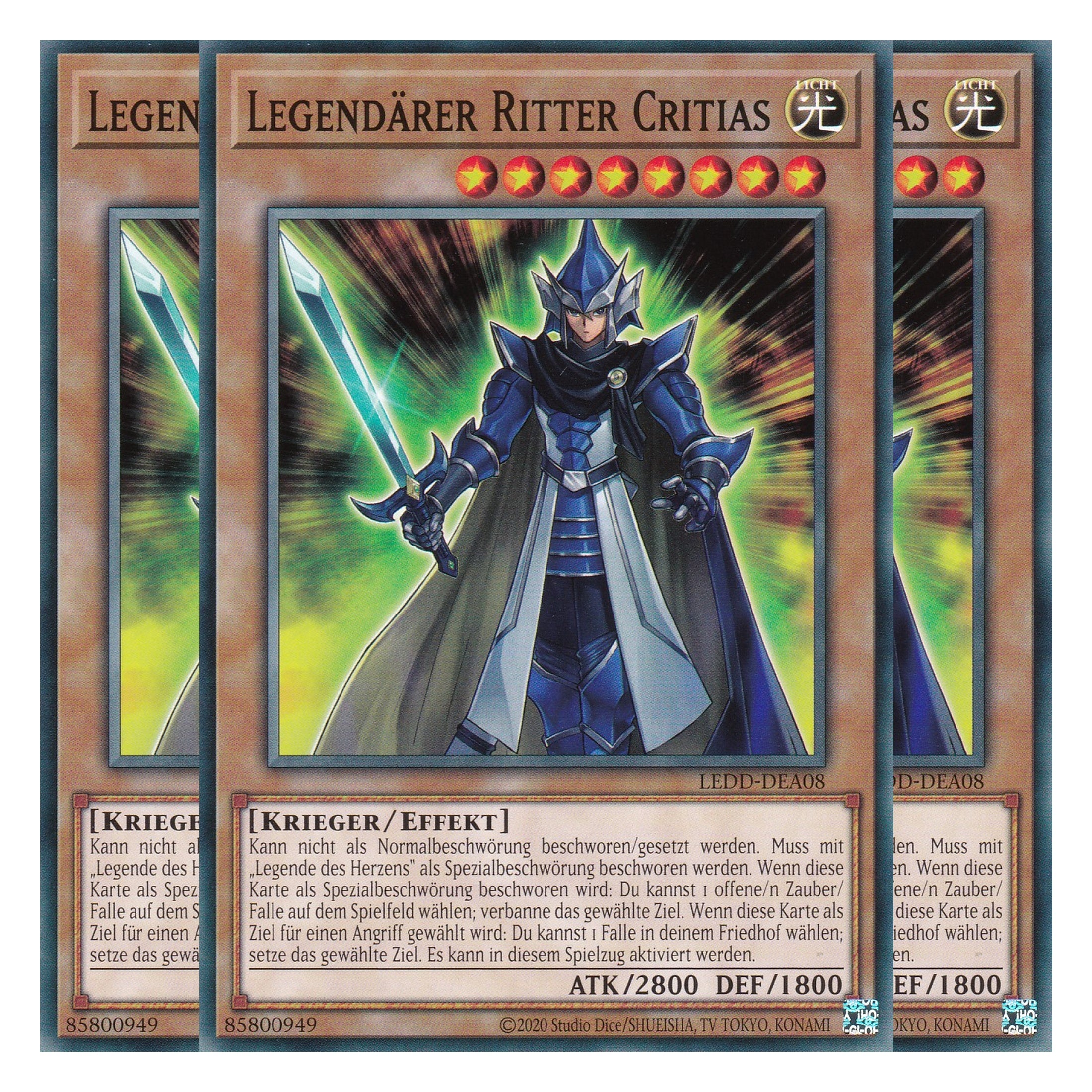 Legendärer Ritter Critias - LEDD-DEA08 - Common - Deutsch - 1. Auflage - Legendary Dragon Decks - Yu-Gi-Oh! - Playset (3 Kopien)