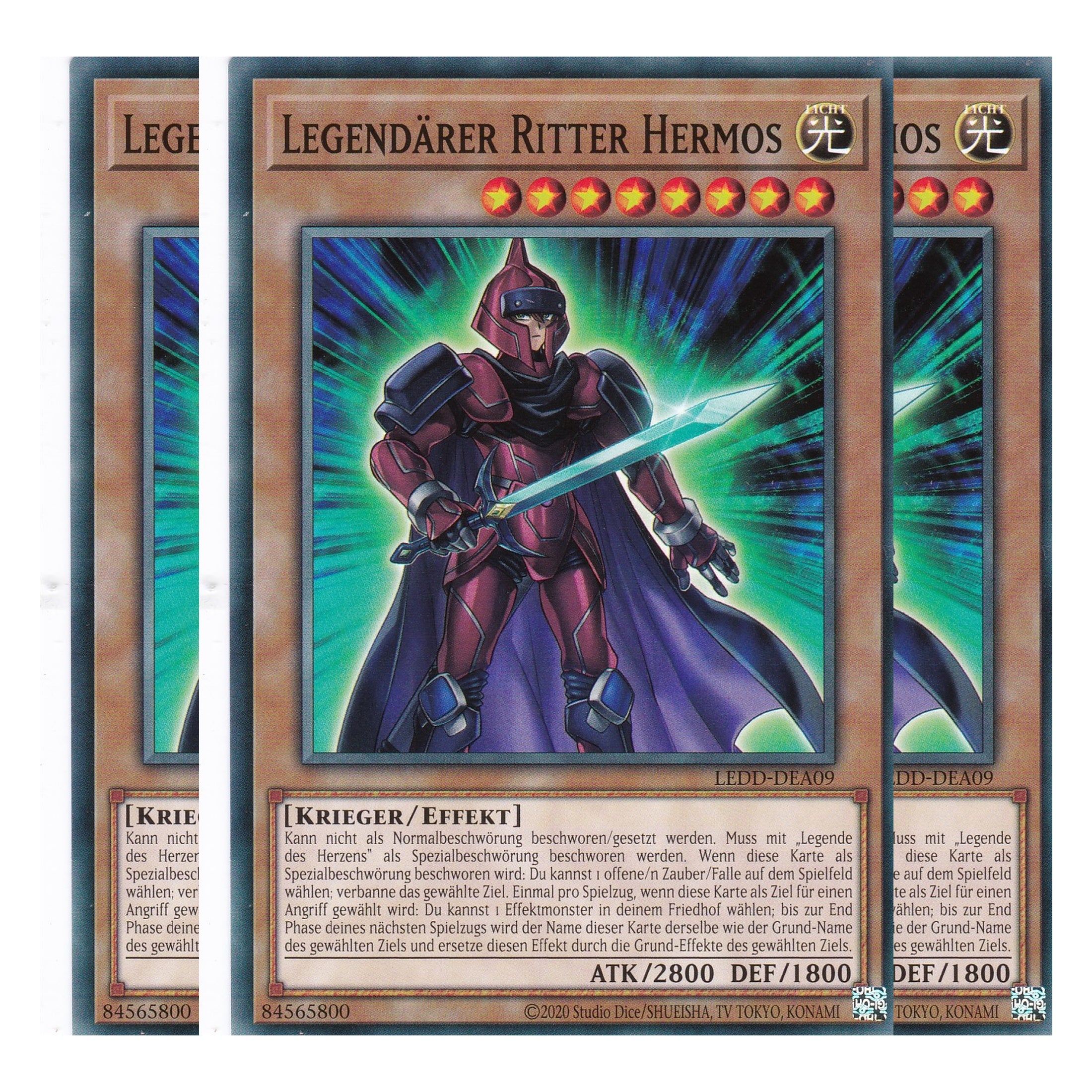 Legendärer Ritter Hermos - LEDD-DEA09 - Common - Deutsch - 1. Auflage - Legendary Dragon Decks - Yu-Gi-Oh! - Playset (3 Kopien)