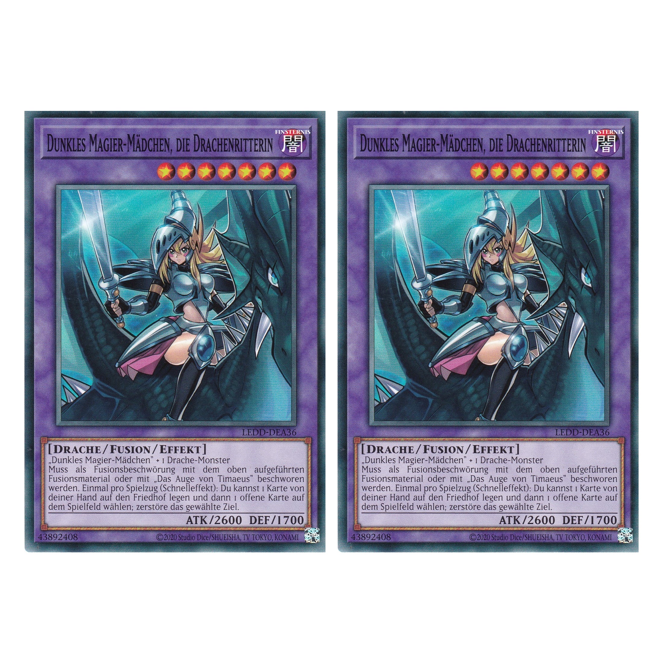 Dunkles Magier-Mädchen, die Drachenritterin - LEDD-DEA36 - Common - Deutsch - 1. Auflage - Legendary Dragon Decks - Yu-Gi-Oh! - Duo Set (2 Stück)