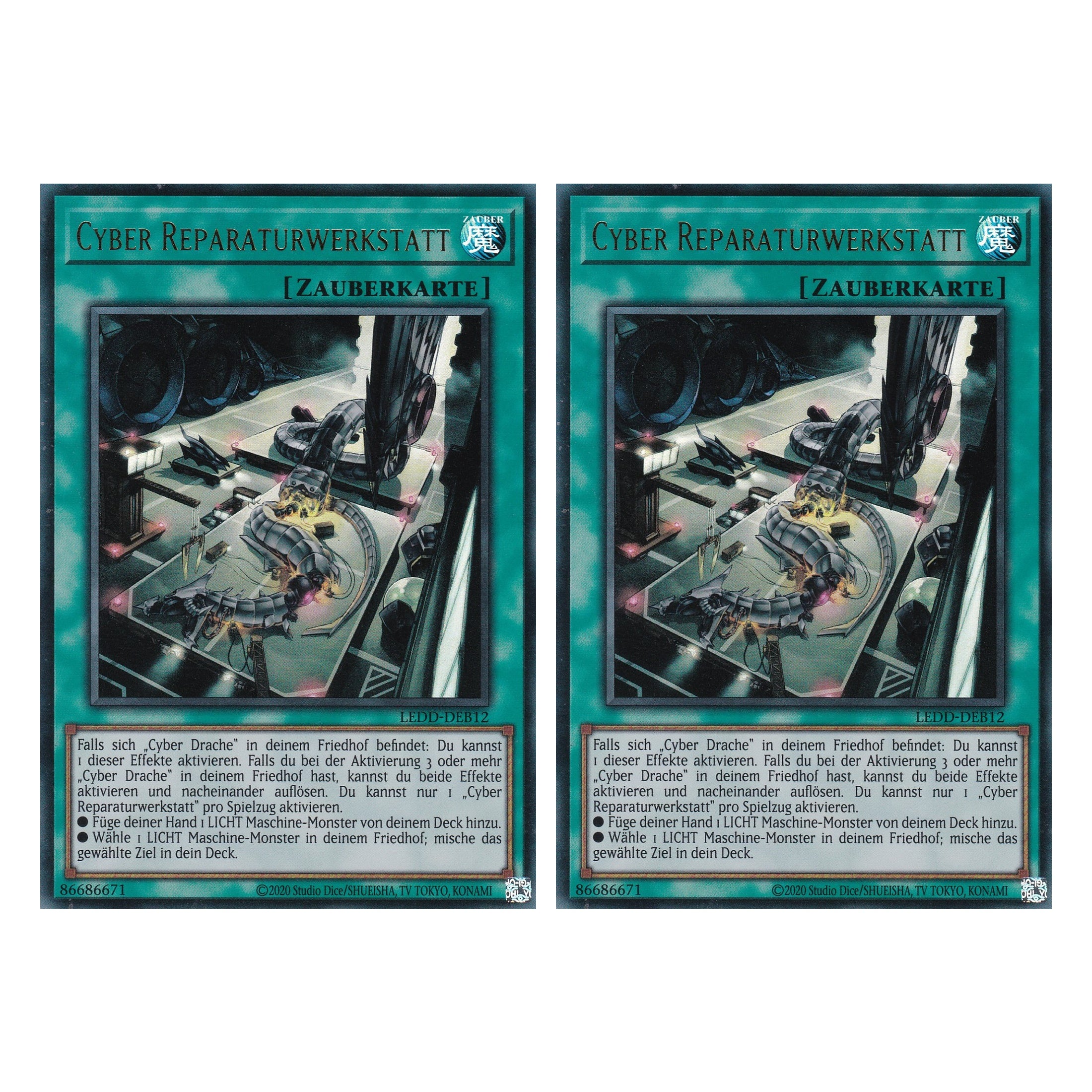 Cyber Reparaturwerkstatt - LEDD-DEB12 - Ultra Rare - Deutsch - 1. Auflage - Legendary Dragon Decks - Yu-Gi-Oh! - Duo Set (2 Stück)