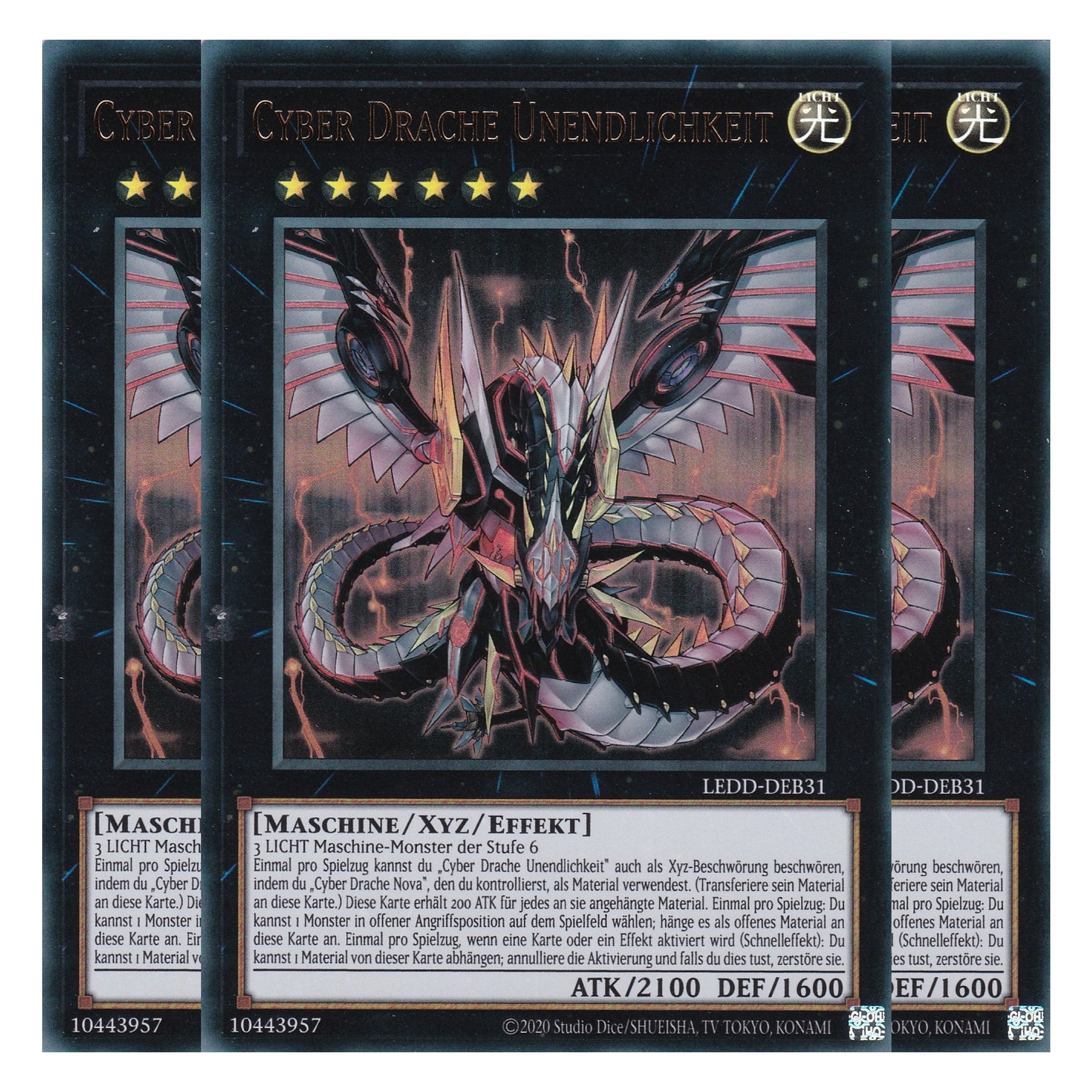 Cyber Drache Unendlichkeit - LEDD-DEB31 - Ultra Rare - Deutsch - 1. Auflage - Legendary Dragon Decks - Yu-Gi-Oh! - Playset (3 Kopien)