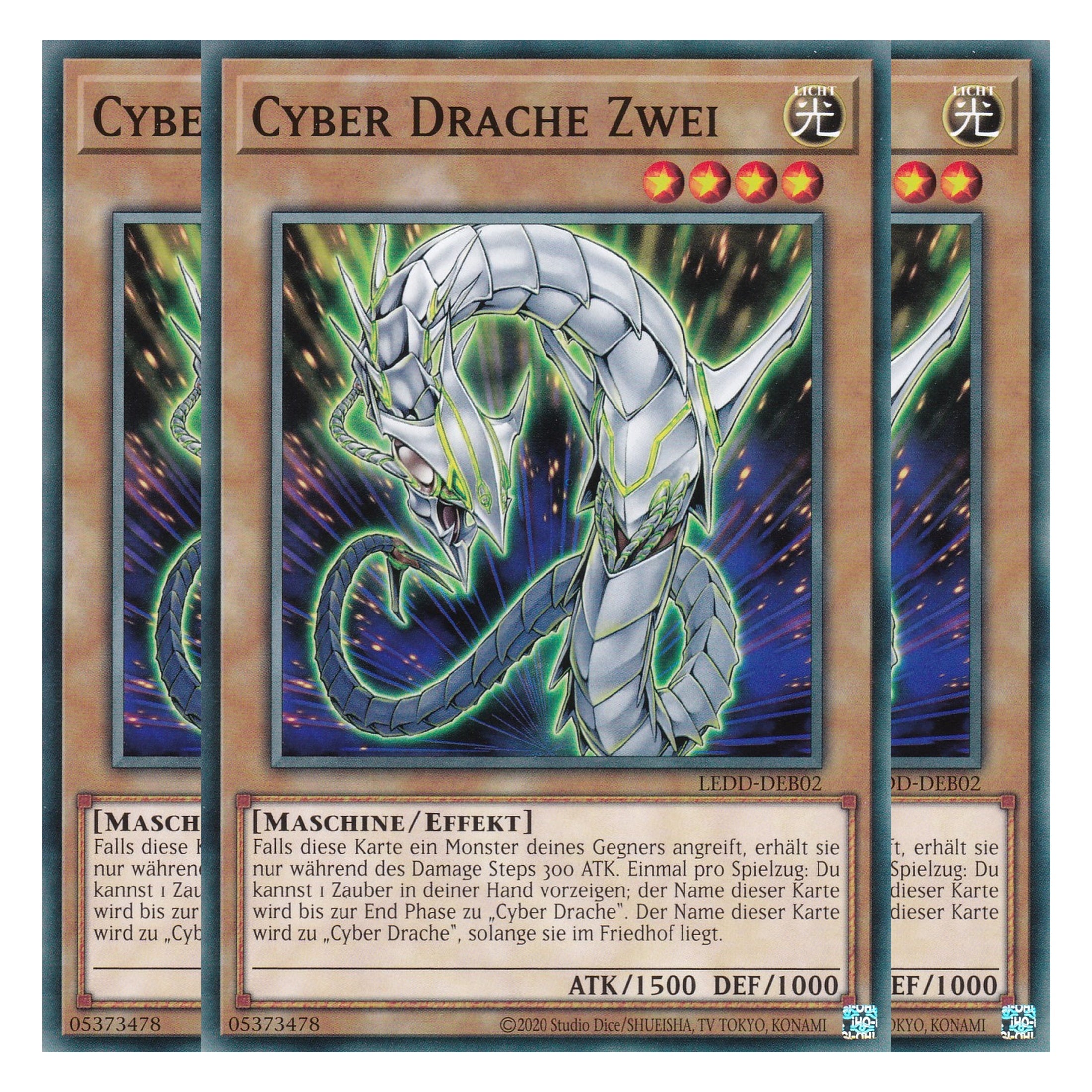 Cyber Drache Zwei - LEDD-DEB02 - Common - Deutsch - 1. Auflage - Legendary Dragon Decks - Yu-Gi-Oh! - Playset (3 Kopien)