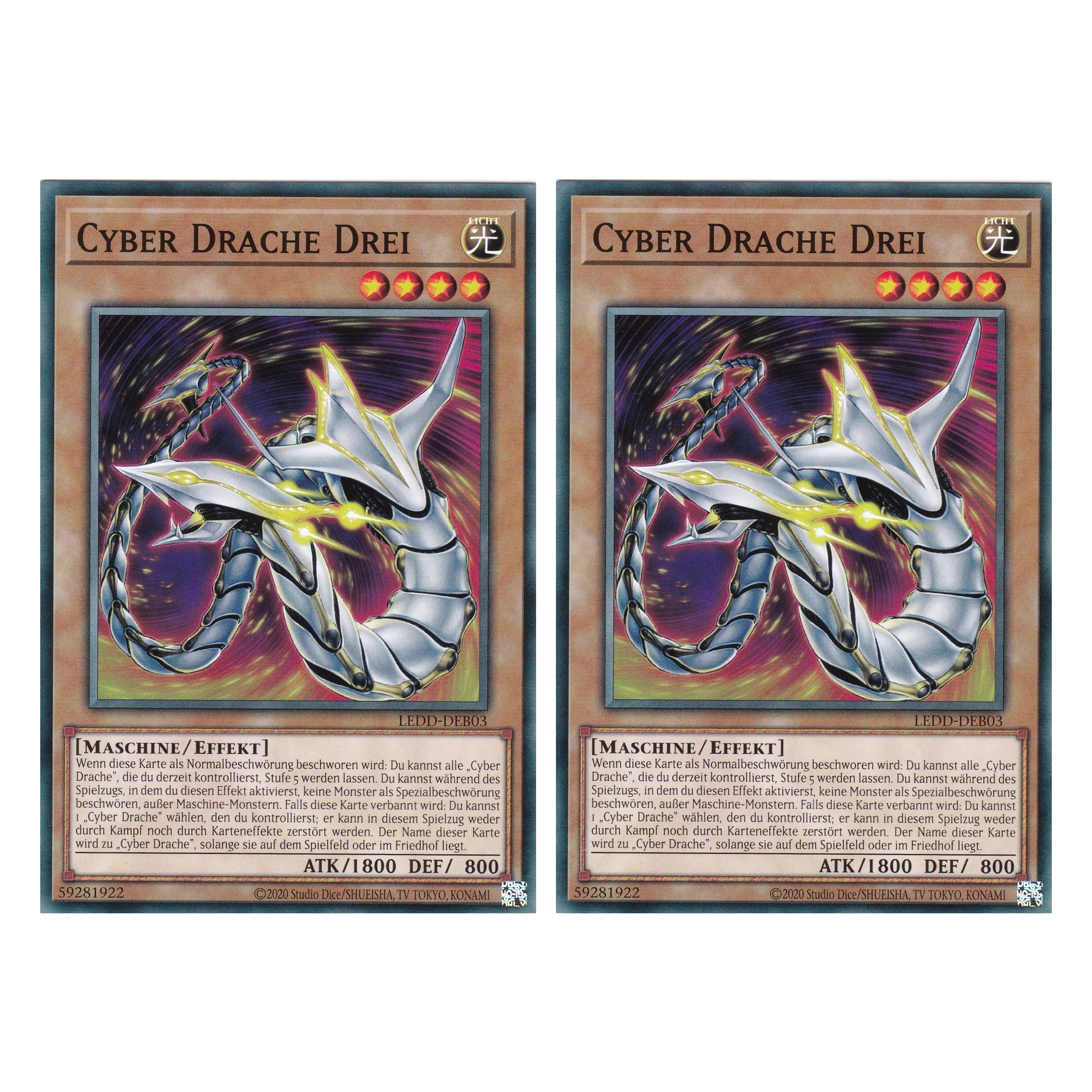 Cyber Drache Drei - LEDD-DEB03 - Common - Deutsch - 1. Auflage - Legendary Dragon Decks - Yu-Gi-Oh! - Duo Set (2 Stück)