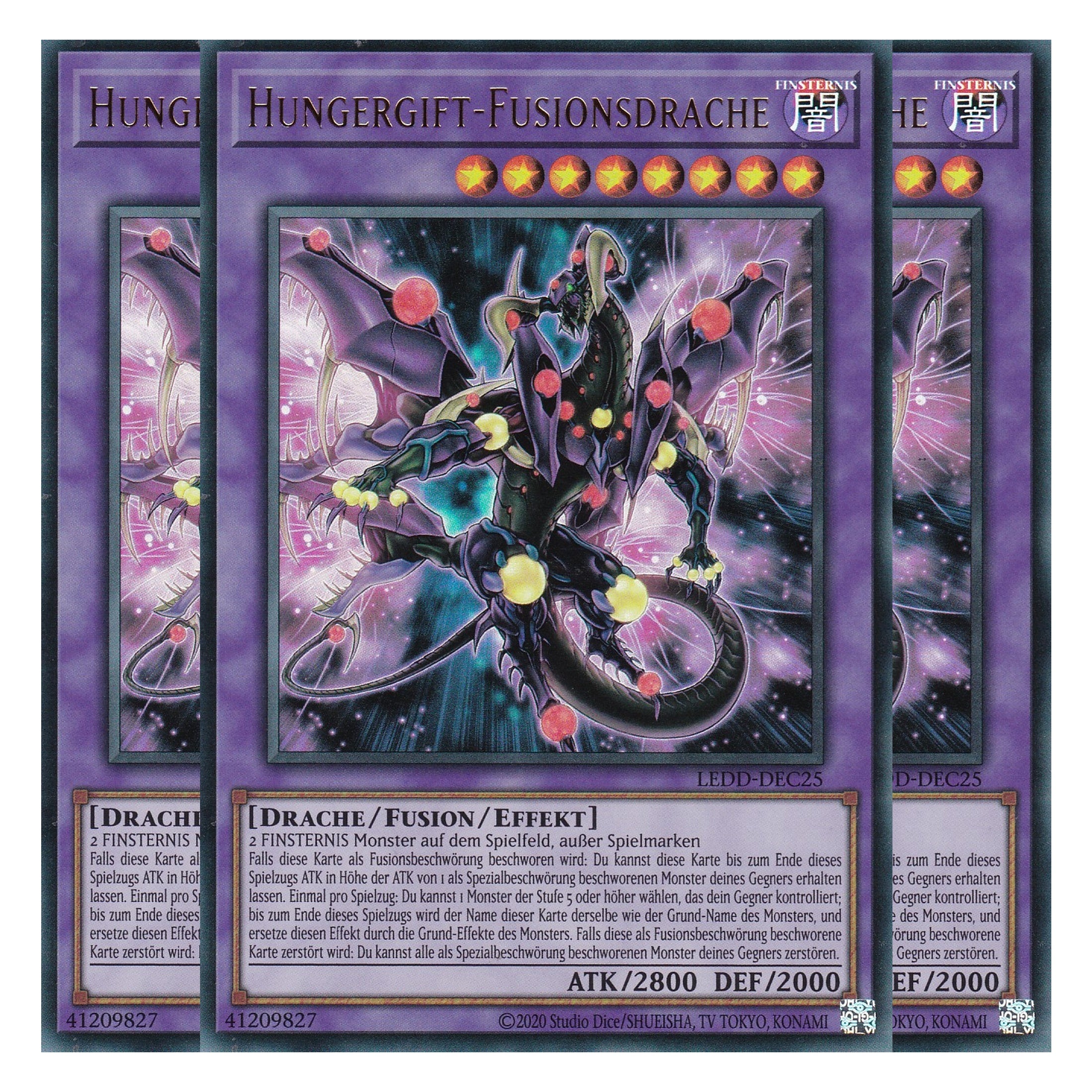Oberster König Drache Hungergift - LEDD-DEC26 - Common - Deutsch - 1. Auflage - Legendary Dragon Decks - Yu-Gi-Oh! - Playset (3 Kopien)