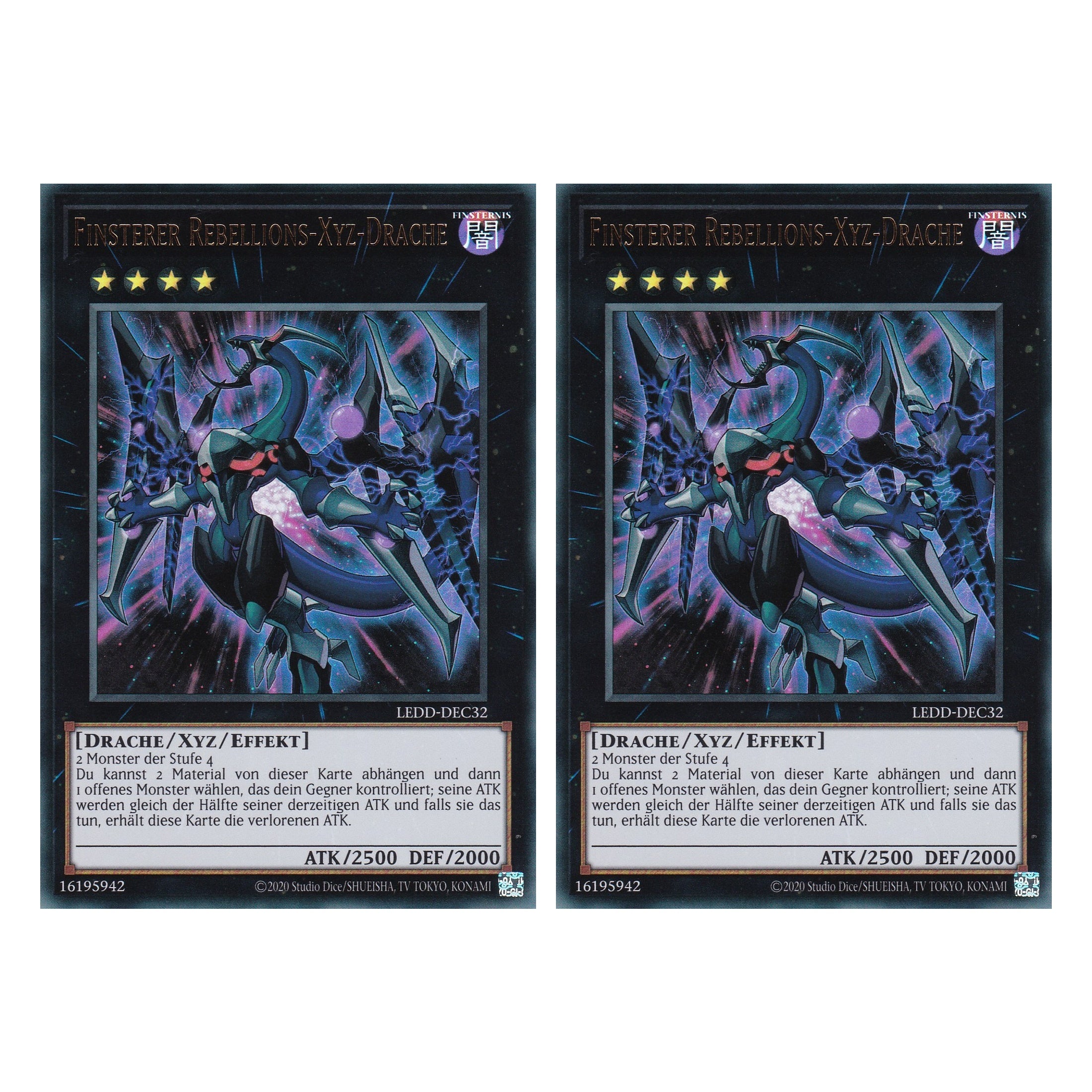 Finsterer Rebellions-Xyz-Drache - LEDD-DEC32 - Ultra Rare - Deutsch - 1. Auflage - Legendary Dragon Decks - Yu-Gi-Oh! - Duo Set (2 Stück)