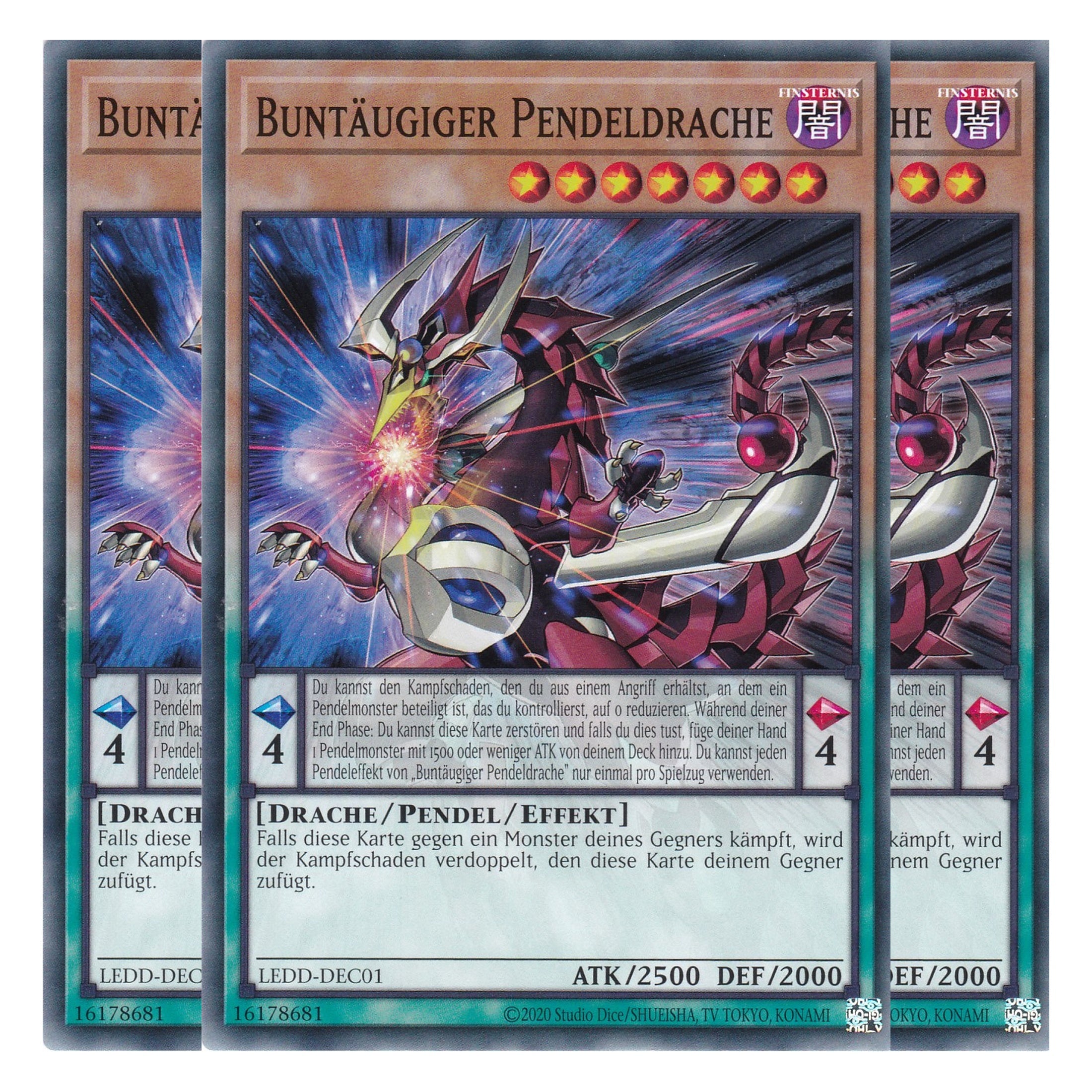 Buntäugiger Pendeldrache - LEDD-DEC01 - Common - Deutsch - 1. Auflage - Legendary Dragon Decks - Yu-Gi-Oh! - Playset (3 Kopien)