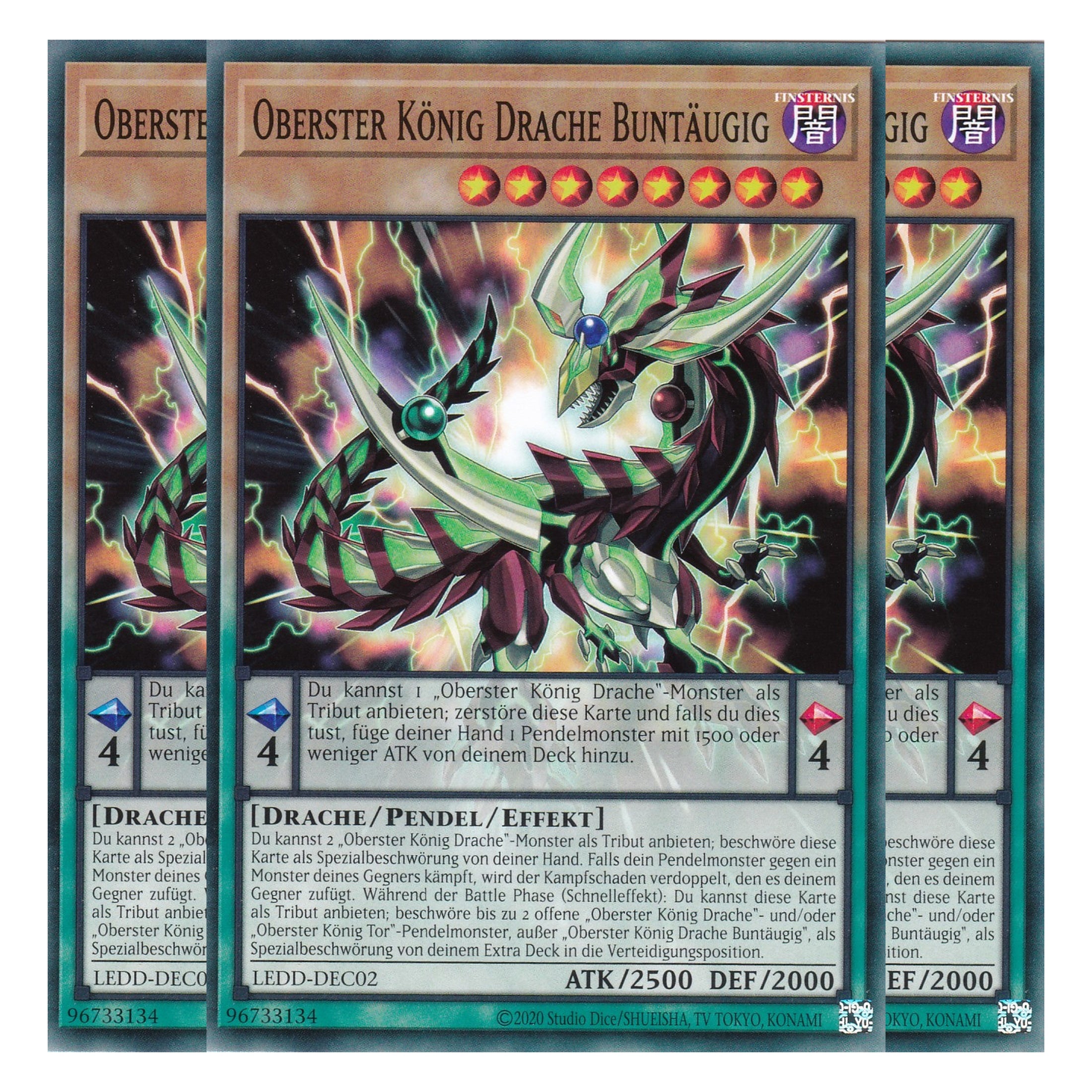 Oberster König Drache Buntäugig - LEDD-DEC02 - Common - Deutsch - 1. Auflage - Legendary Dragon Decks - Yu-Gi-Oh! - Playset (3 Kopien)