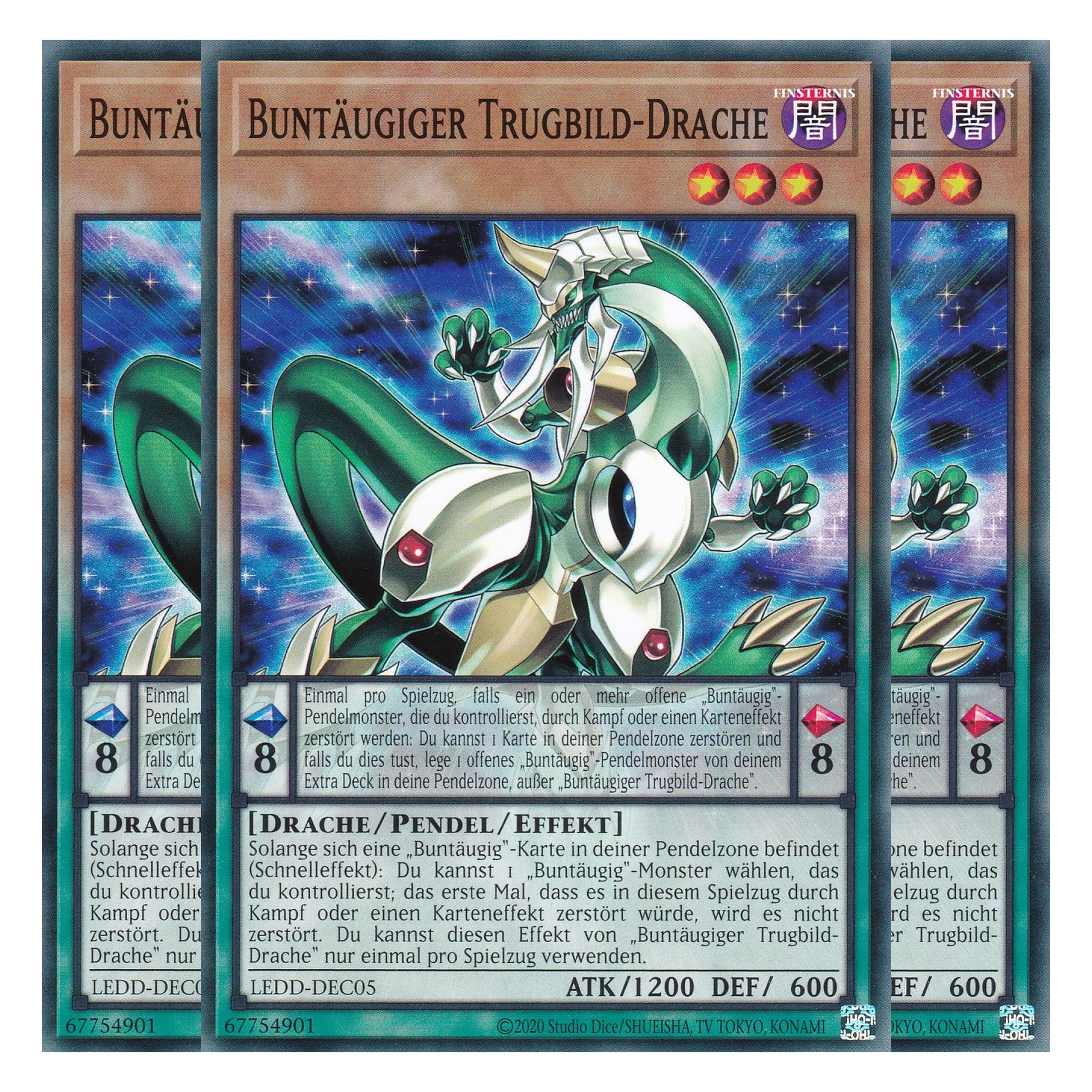 Buntäugiger Trugbild-Drache - LEDD-DEC05 - Common - Deutsch - 1. Auflage - Legendary Dragon Decks - Yu-Gi-Oh! - Playset (3 Kopien)