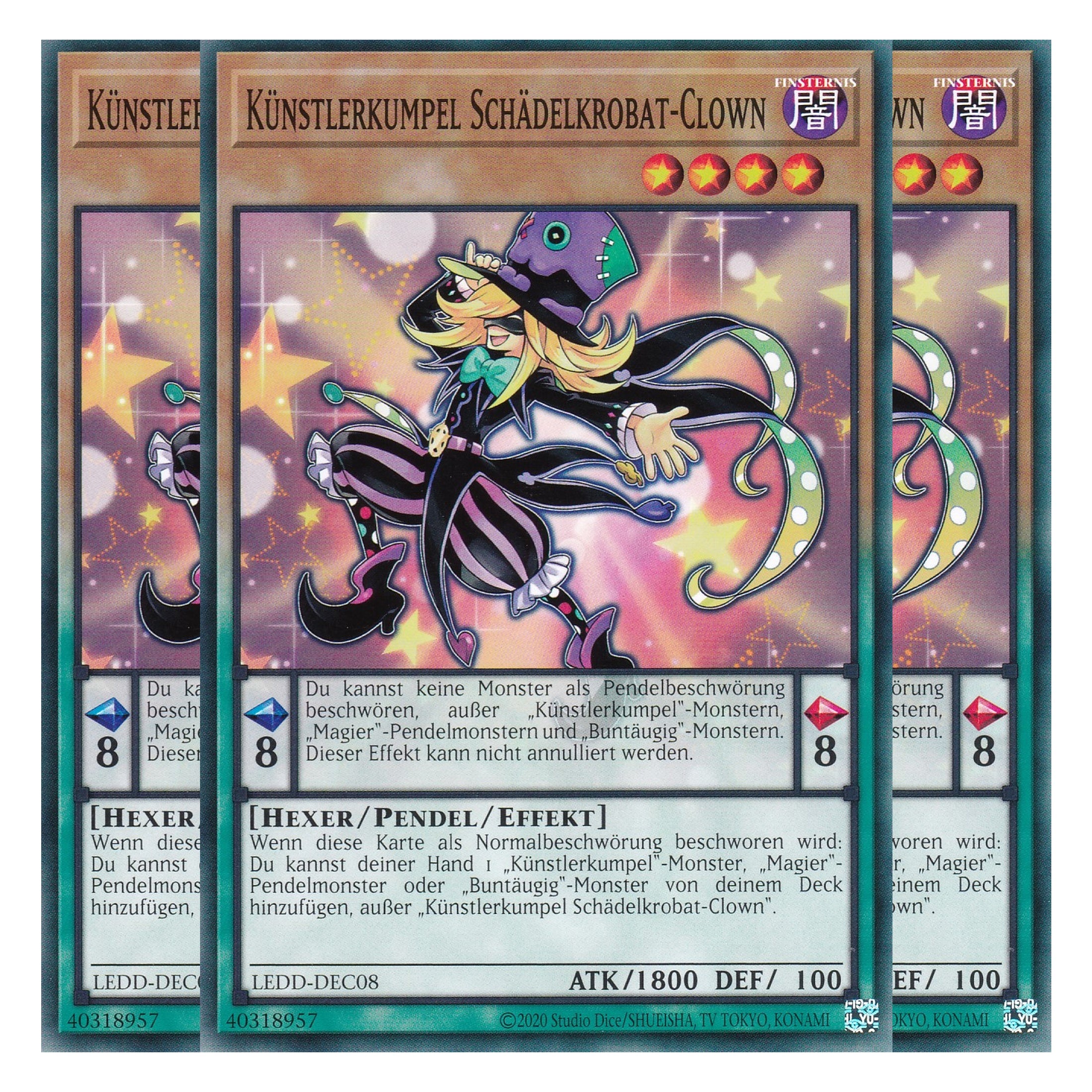 Künstlerkumpel Schädelkrobat-Clown - LEDD-DEC08 - Common - Deutsch - 1. Auflage - Legendary Dragon Decks - Yu-Gi-Oh! - Playset (3 Kopien)
