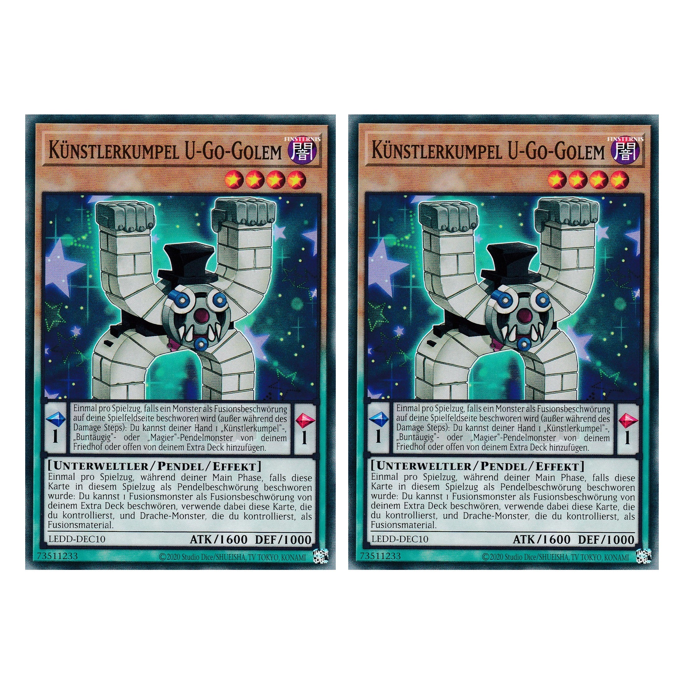 Künstlerkumpel U-Go-Golem - LEDD-DEC10 - Common - Deutsch - 1. Auflage - Legendary Dragon Decks - Yu-Gi-Oh! - Duo Set (2 Stück)
