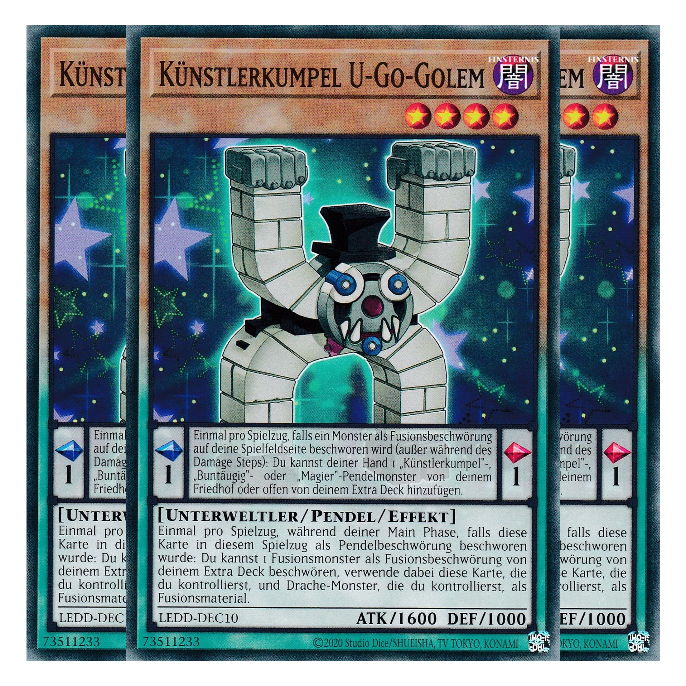 Künstlerkumpel U-Go-Golem - LEDD-DEC10 - Common - Deutsch - 1. Auflage - Legendary Dragon Decks - Yu-Gi-Oh! - Playset (3 Kopien)