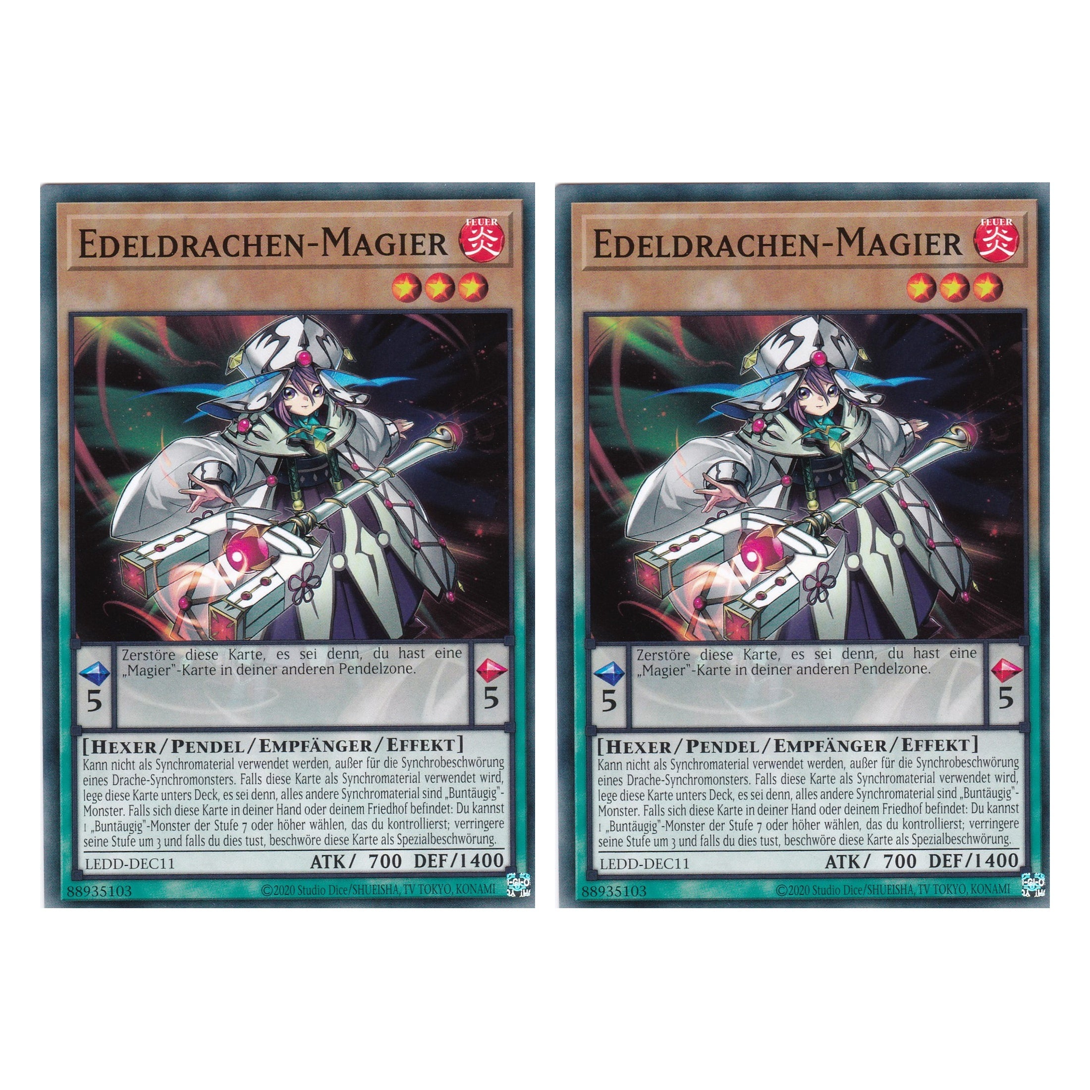 Edeldrachen-Magier - LEDD-DEC11 - Common - Deutsch - 1. Auflage - Legendary Dragon Decks - Yu-Gi-Oh! - Duo Set (2 Stück)