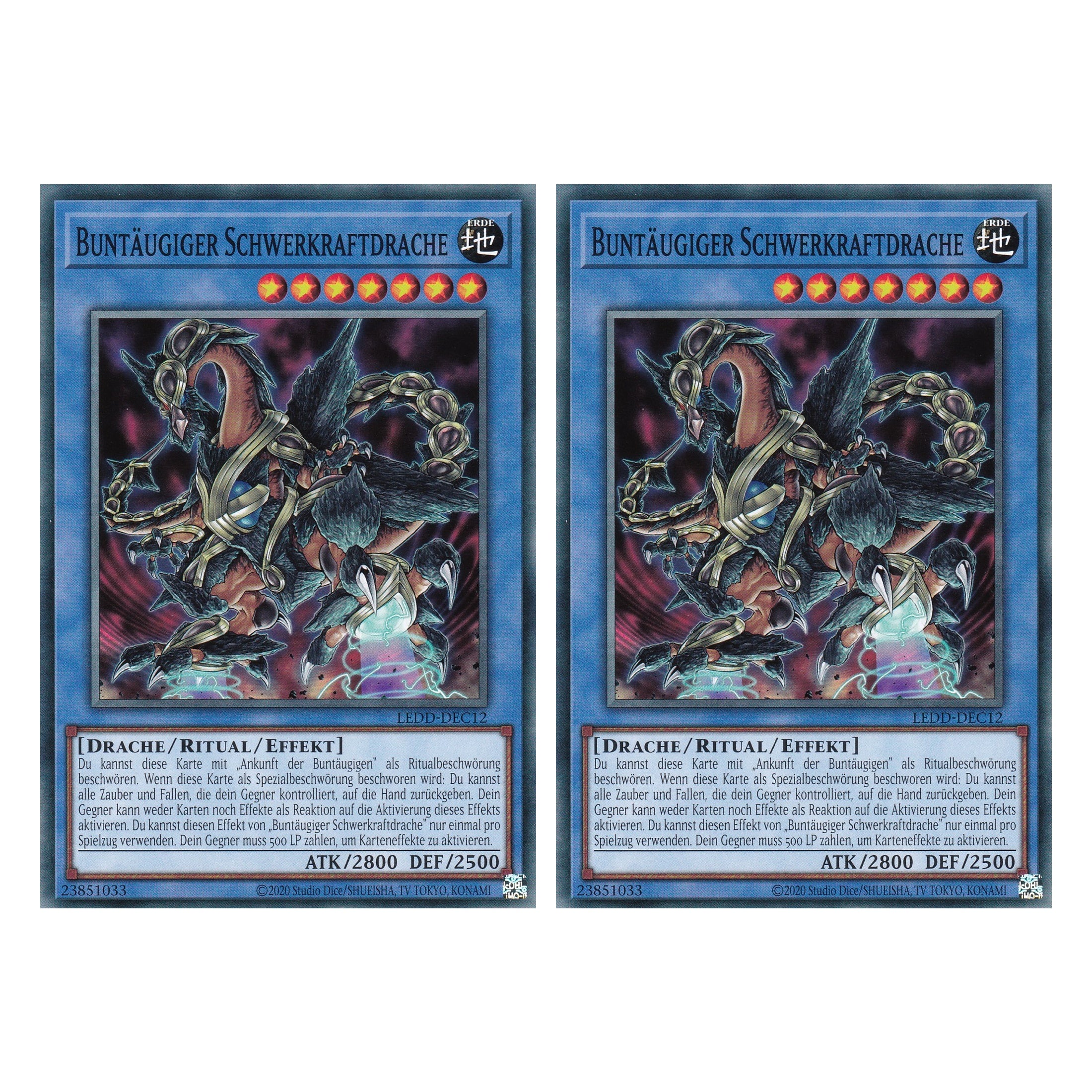 Buntäugiger Schwerkraftdrache - LEDD-DEC12 - Common - Deutsch - 1. Auflage - Legendary Dragon Decks - Yu-Gi-Oh! - Duo Set (2 Stück)