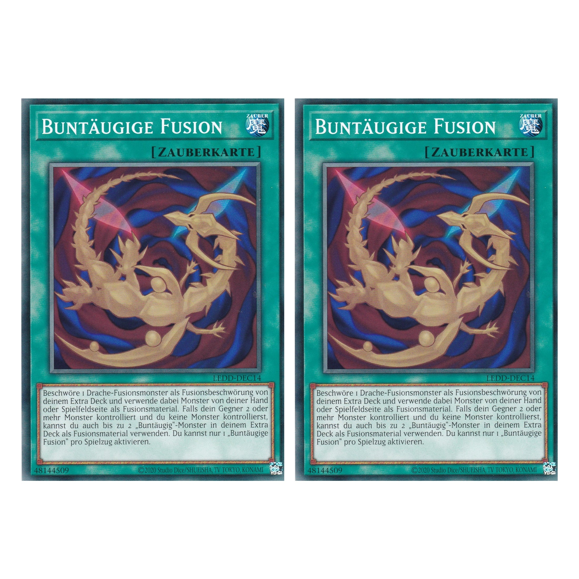 Buntäugige Fusion - LEDD-DEC14 - Common - Deutsch - 1. Auflage - Legendary Dragon Decks - Yu-Gi-Oh! - Duo Set (2 Stück)