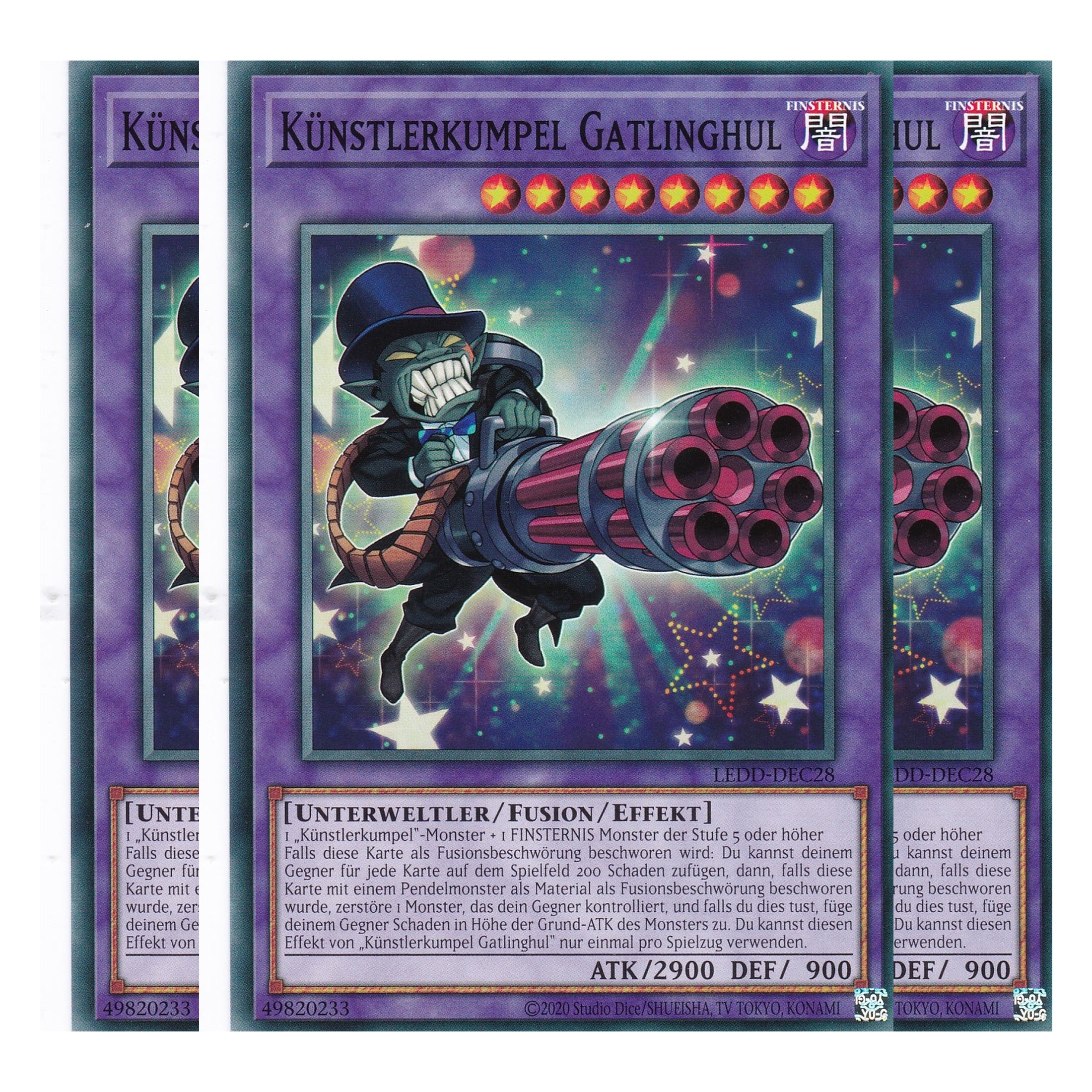 Künstlerkumpel Gatlinghul - LEDD-DEC28 - Common - Deutsch - 1. Auflage - Legendary Dragon Decks - Yu-Gi-Oh! - Playset (3 Kopien)