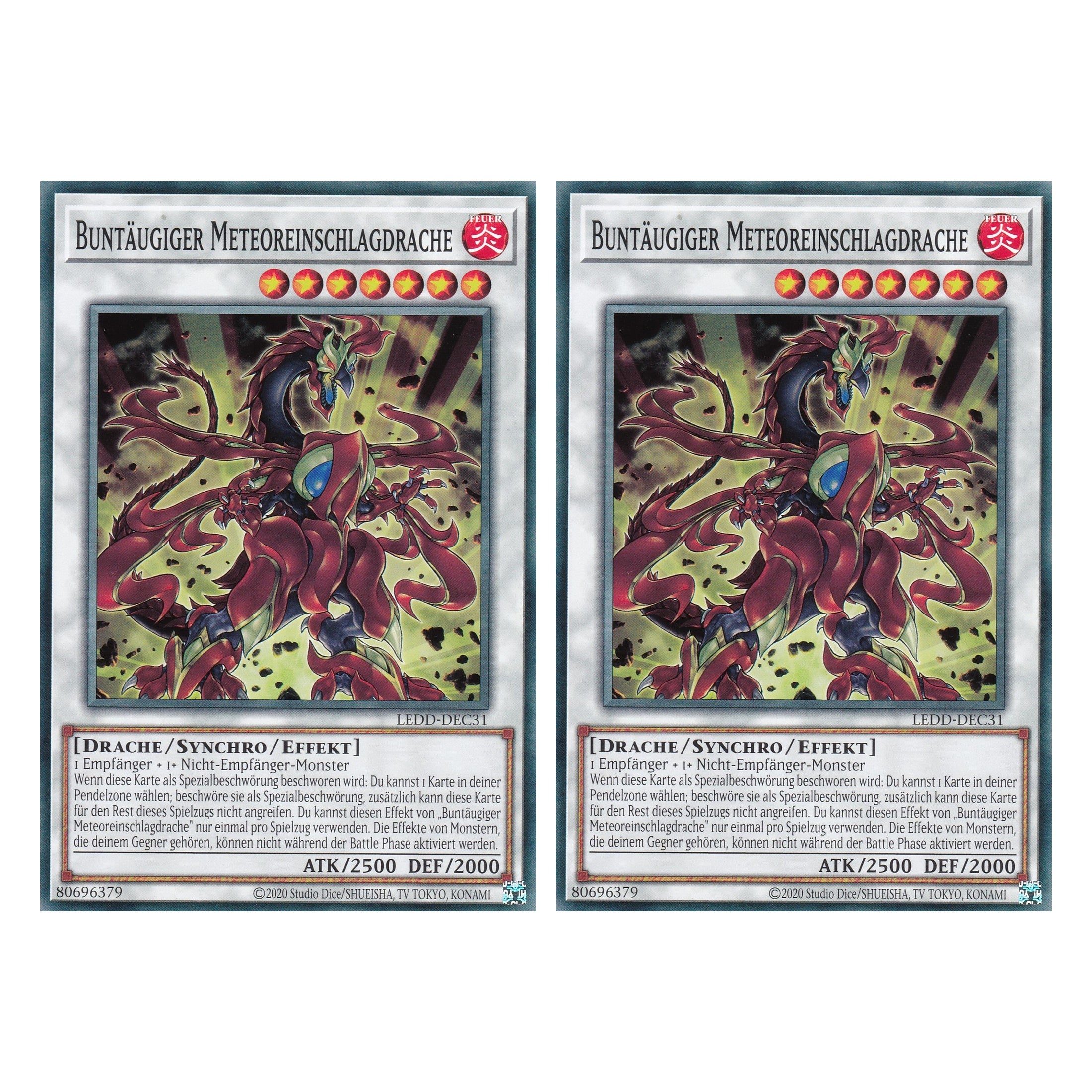 Buntäugiger Meteoreinschlagdrache - LEDD-DEC31 - Common - Deutsch - 1. Auflage - Legendary Dragon Decks - Yu-Gi-Oh! - Duo Set (2 Stück)