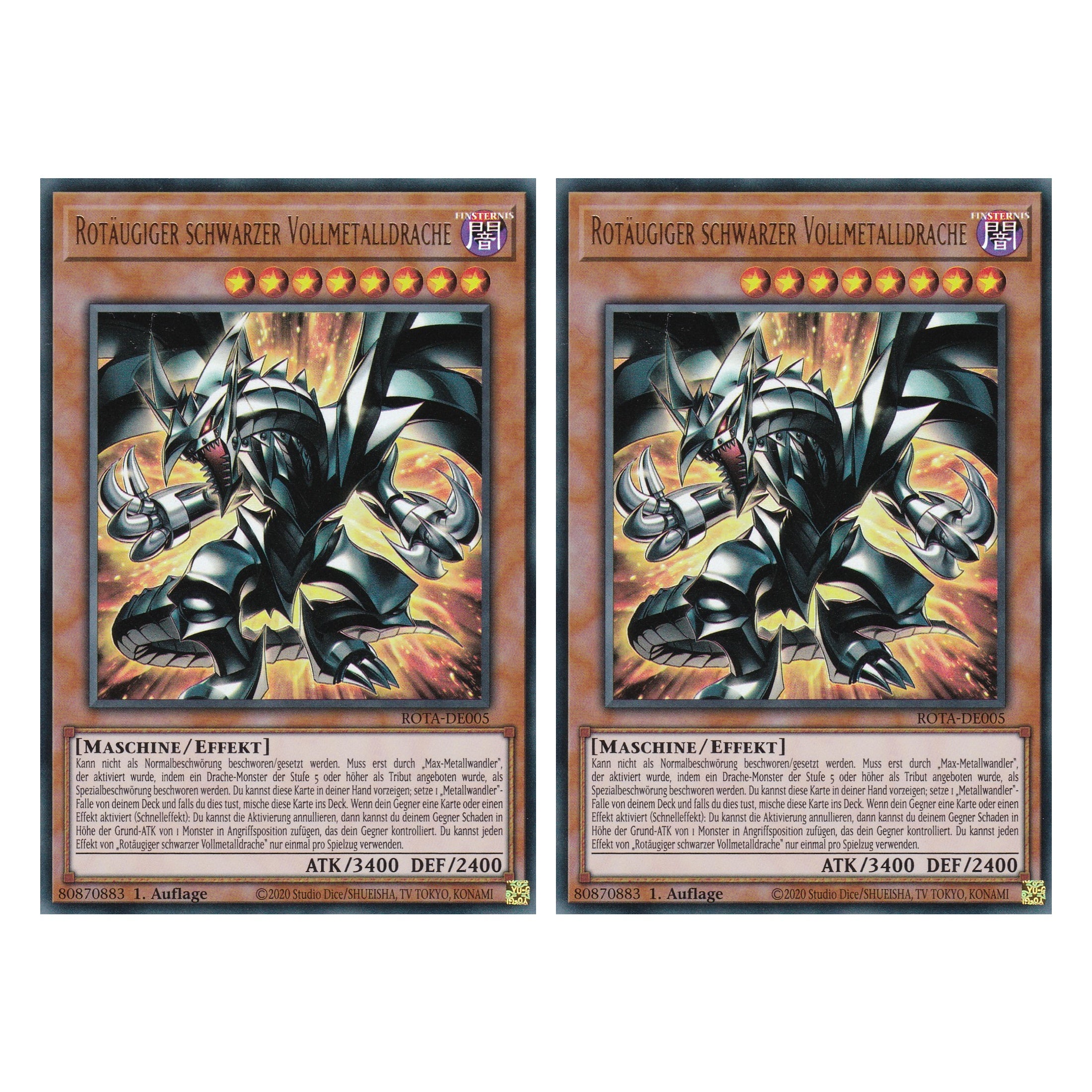 Rotäugiger schwarzer Vollmetalldrache - ROTA-DE005 - Ultra Rare - Deutsch - 1. Auflage - Rage of the Abyss - Duo Set (2 Stück) - Yu-Gi-Oh!