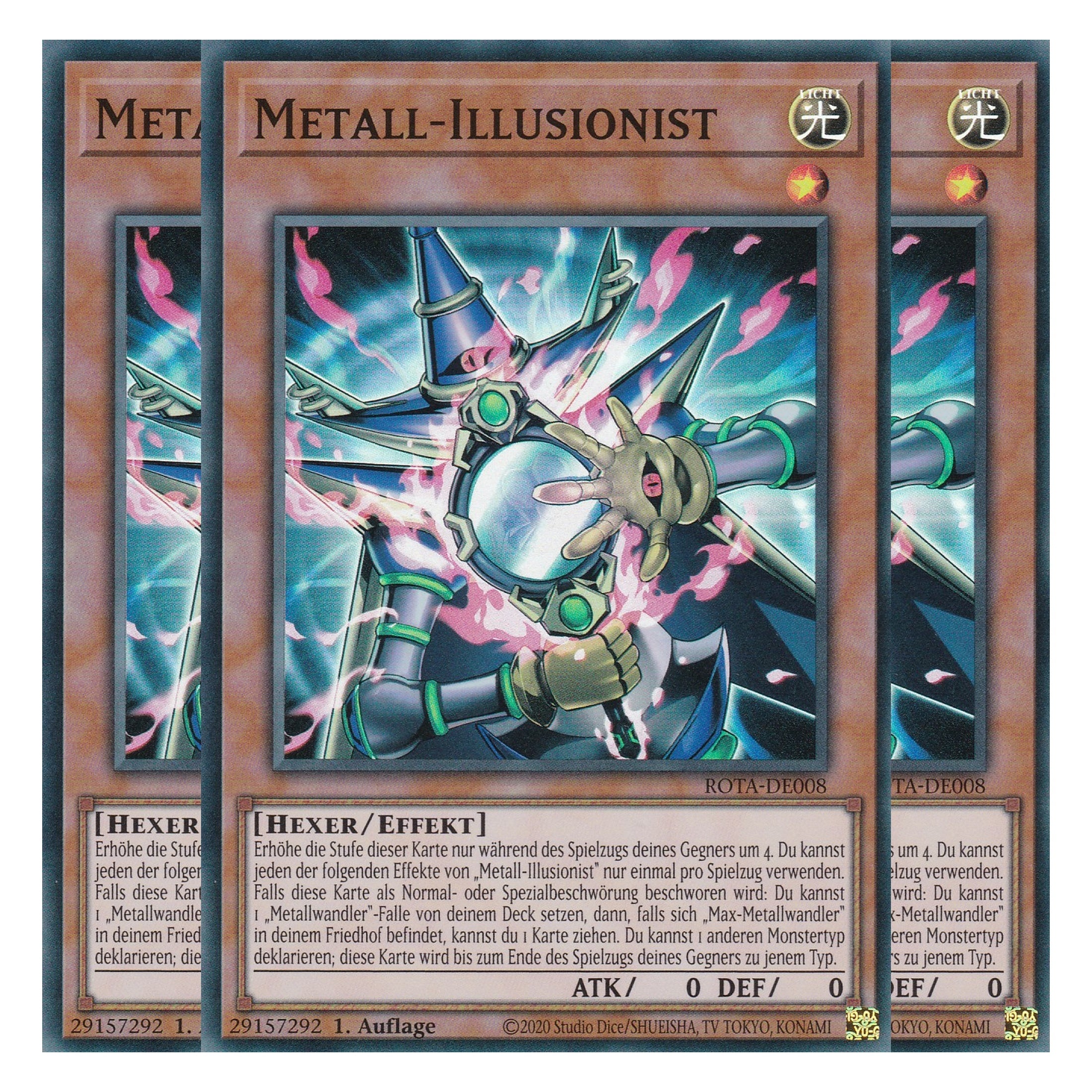Metall-Illusionist - ROTA-DE008 - Super Rare - Deutsch - 1. Auflage - Rage of the Abyss - Playset (3 Kopien) - Yu-Gi-Oh!