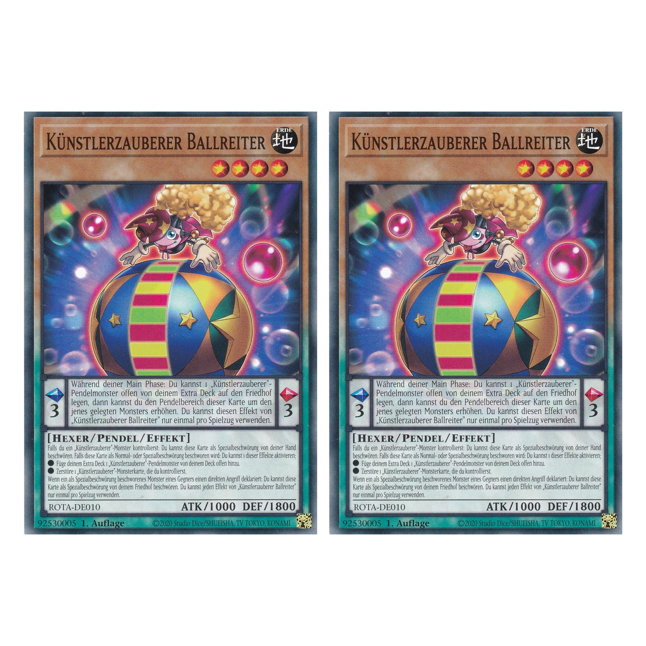 Künstlerzauberer Ballreiter - ROTA-DE010 - Common - Deutsch - 1. Auflage - Rage of the Abyss - Duo Set (2 Stück) - Yu-Gi-Oh!