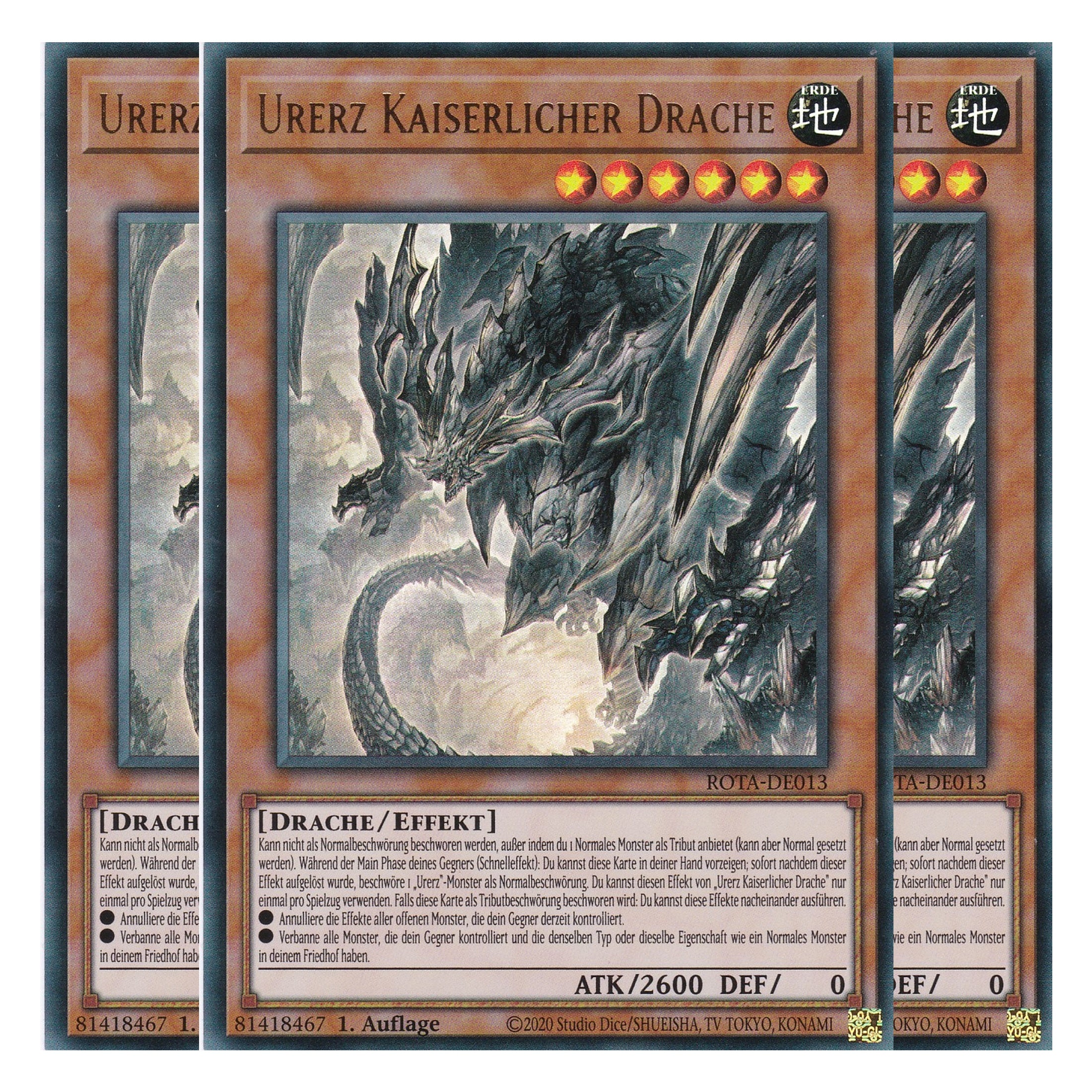 Urerz Kaiserlicher Drache - ROTA-DE013 - Ultra Rare - Deutsch - 1. Auflage - Rage of the Abyss - Playset (3 Kopien) - Yu-Gi-Oh!