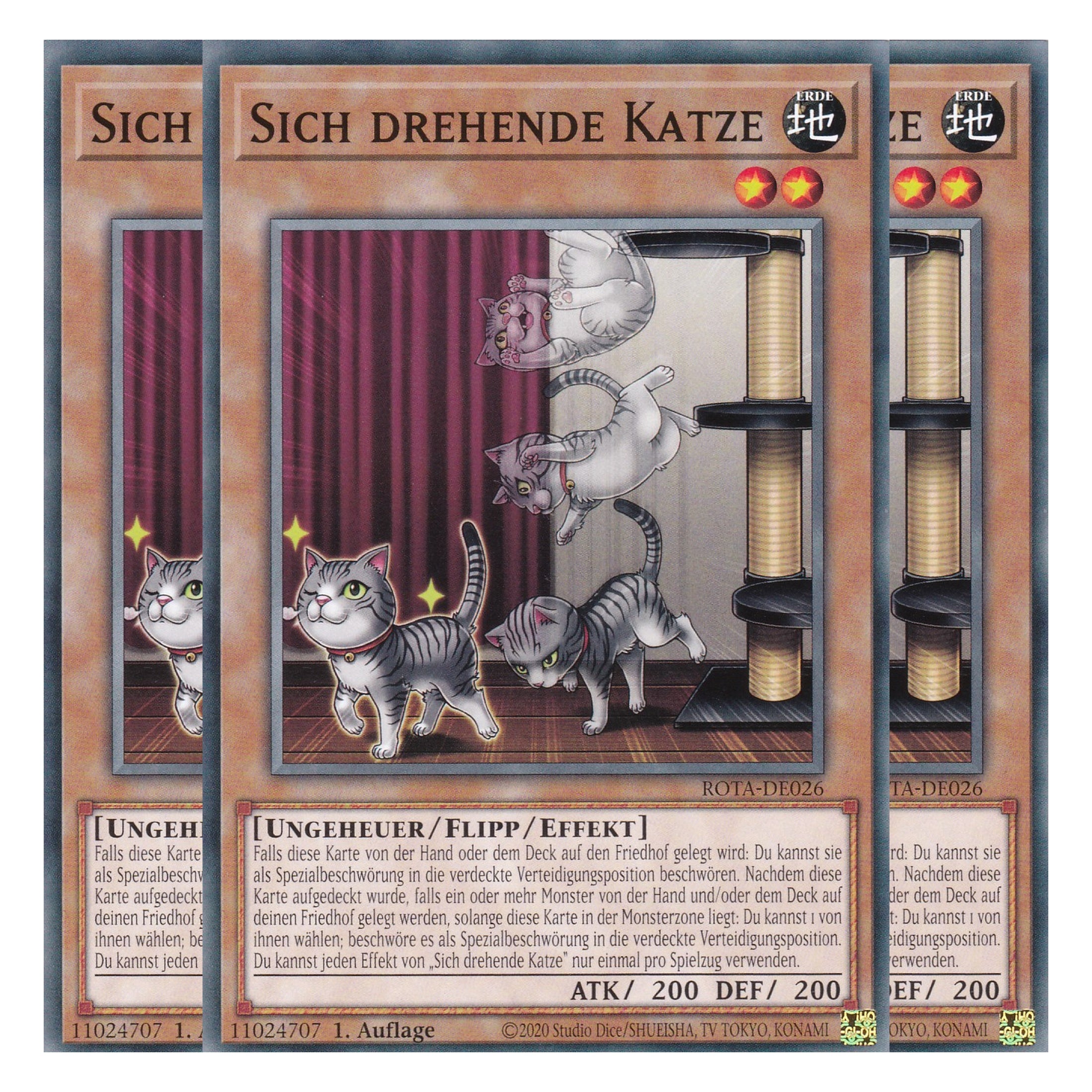 Sich drehende Katze - ROTA-DE026 - Common - Deutsch - 1. Auflage - Rage of the Abyss - Playset (3 Kopien) - Yu-Gi-Oh!